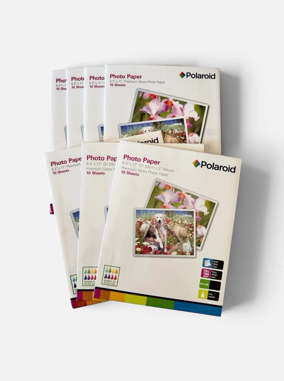 Lot of 7 Polaroid Premium Gloss Photo Paper 8.5 x 11 Inkjet 70 Sheet New