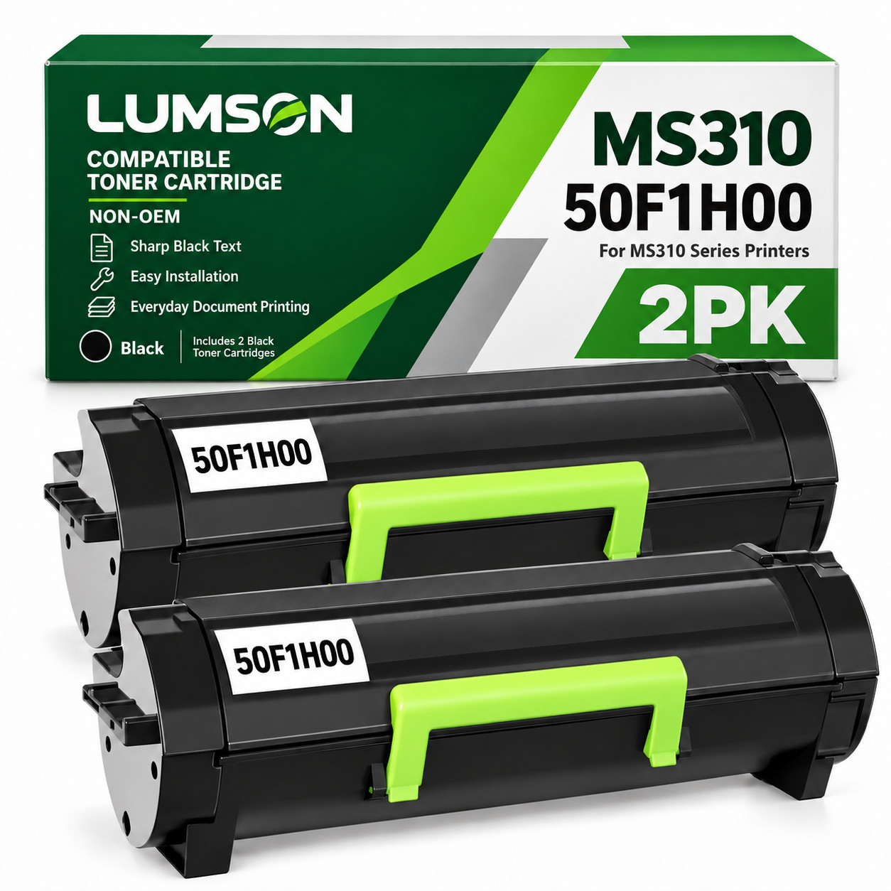 MS310 50F1H00 Toner 2-Pack Compatible For Lexmark MS312 MS410 50F1H00 5000-pages