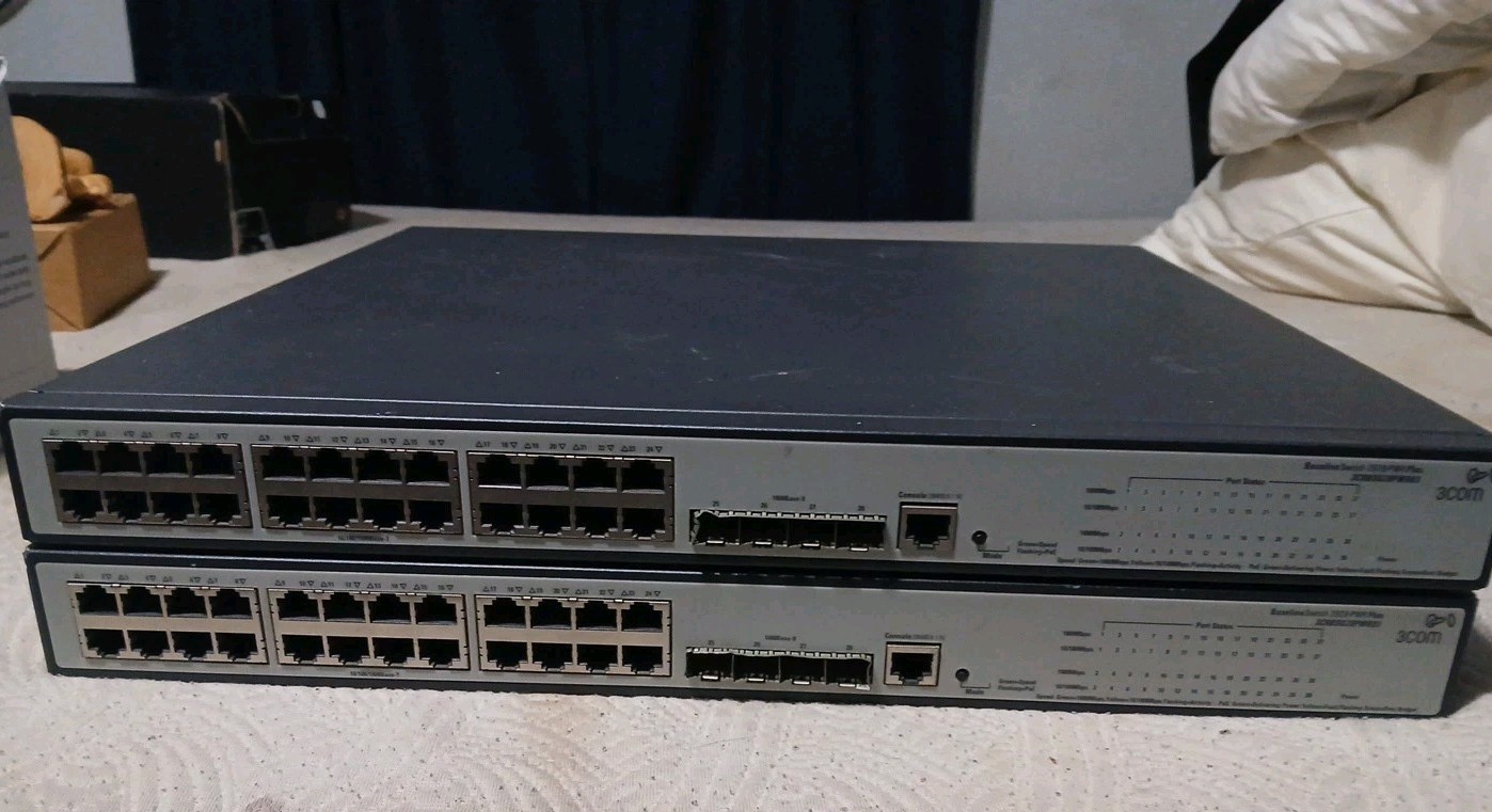 2 HP V1910-24G-PoE 170W 24-RJ45 4-SFP GB Ethernet Network Switch P/N: JE008A