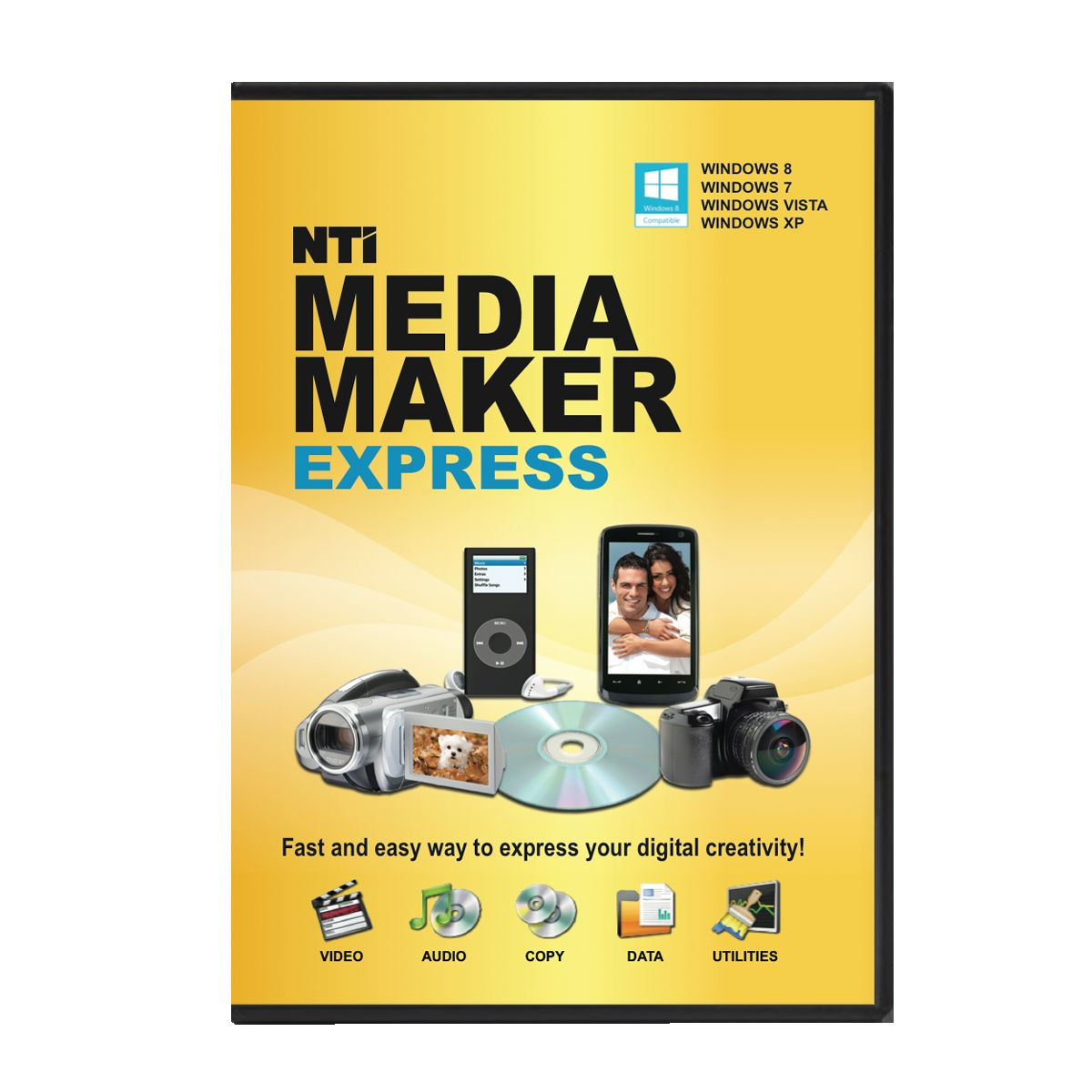 NTI Media Maker Express, CD DVD Burning for Win 11,10,8,7, Vista, XP - Multi-PCs