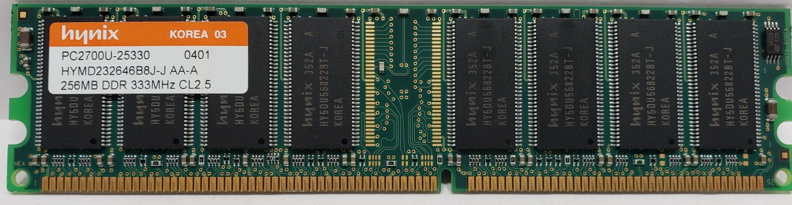 Hynix 256MB Memory PC2700U-25330 HYMD232646B8J-J AA DDR 333MHz CL2.5