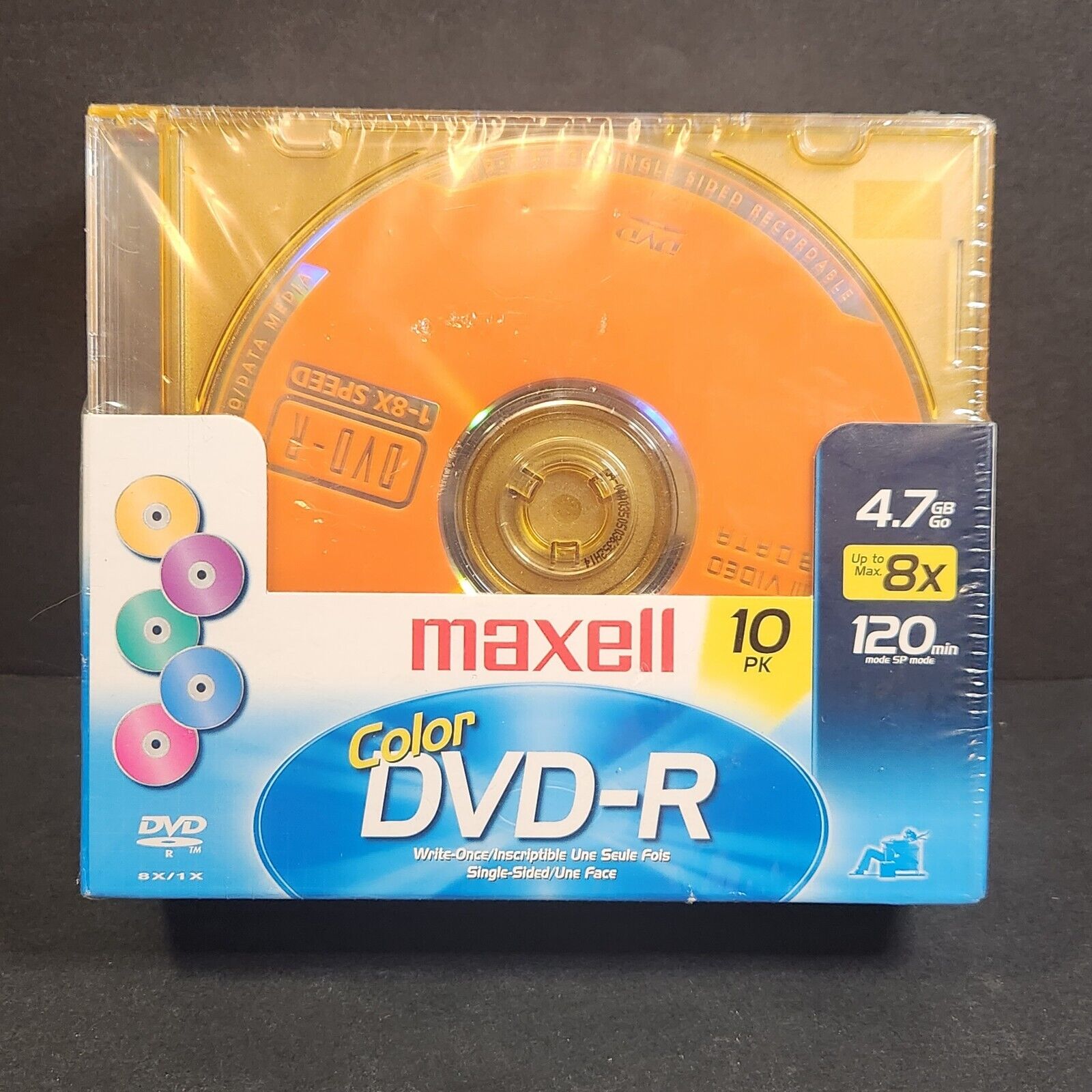 Maxell DVD-R Color 10 Pk Media Discs 4.7 GM 120 Min Up to 8X w/ Jewel Cases NEW