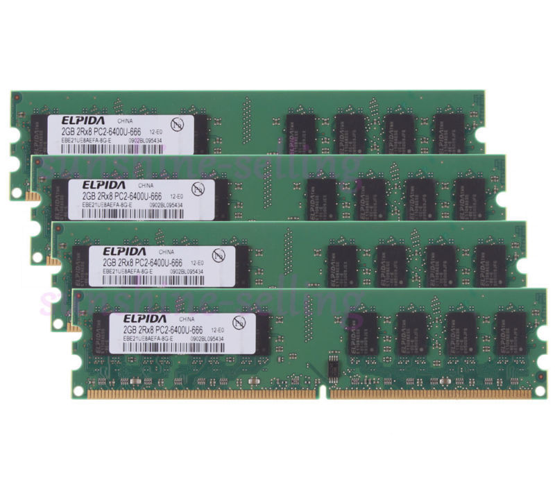 Elpida 8GB 4x 2GB PC2-6400 DDR2 800Mhz Memory For Dell OptiPlex 740 745 755 760