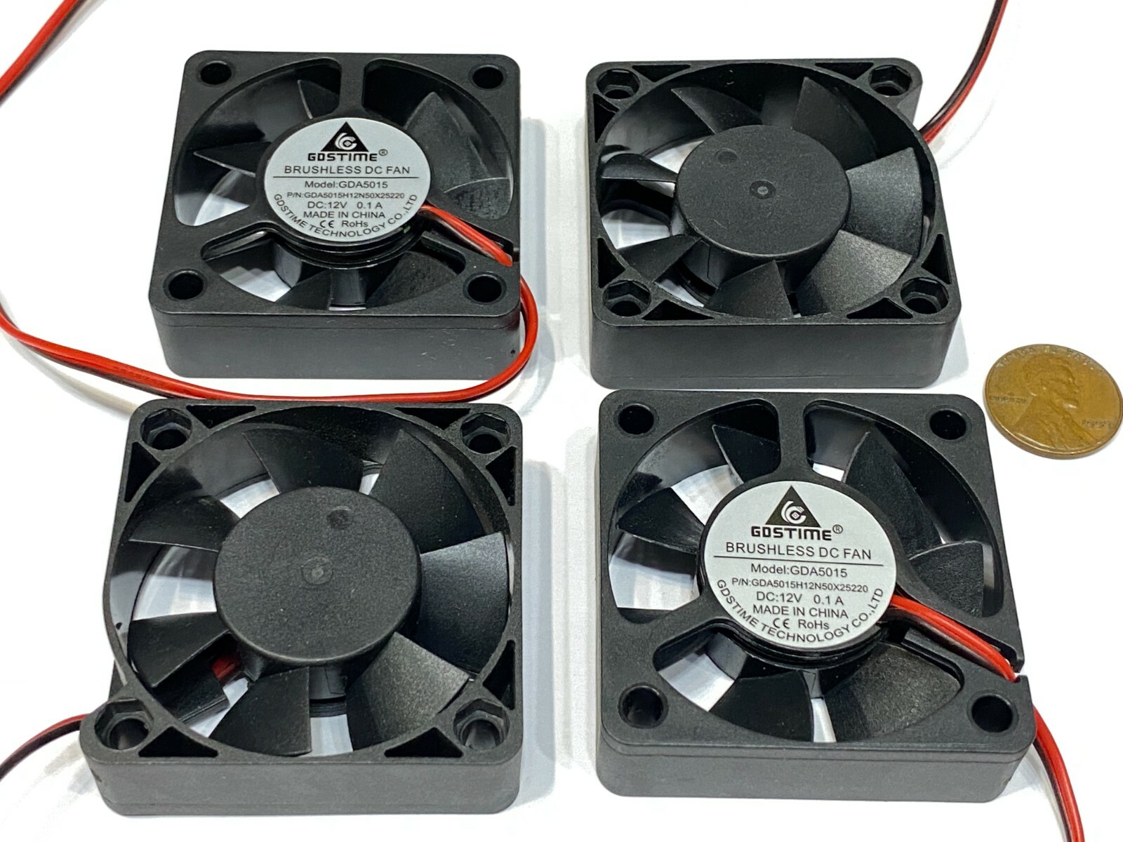 4 Pieces  12v 50mm x 15mm Cooling Fan Brushless Axial 5015 50x50x15mm 2Pin E34