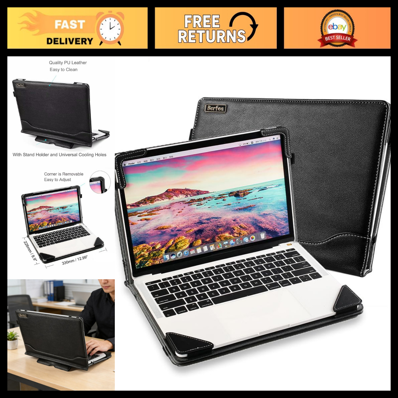 Durable Protective Case Cover for 14" Dell Inspiron 2-in-1 Laptop & Notebook Sle