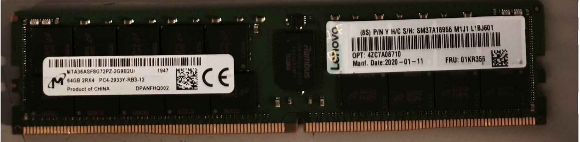 Micron 64GB 2Rx4 PC4-2933Y-R DDR4 RDIMM ECC MTA36ASF8G72PZ-2G9B2 DEFECTI 1984865