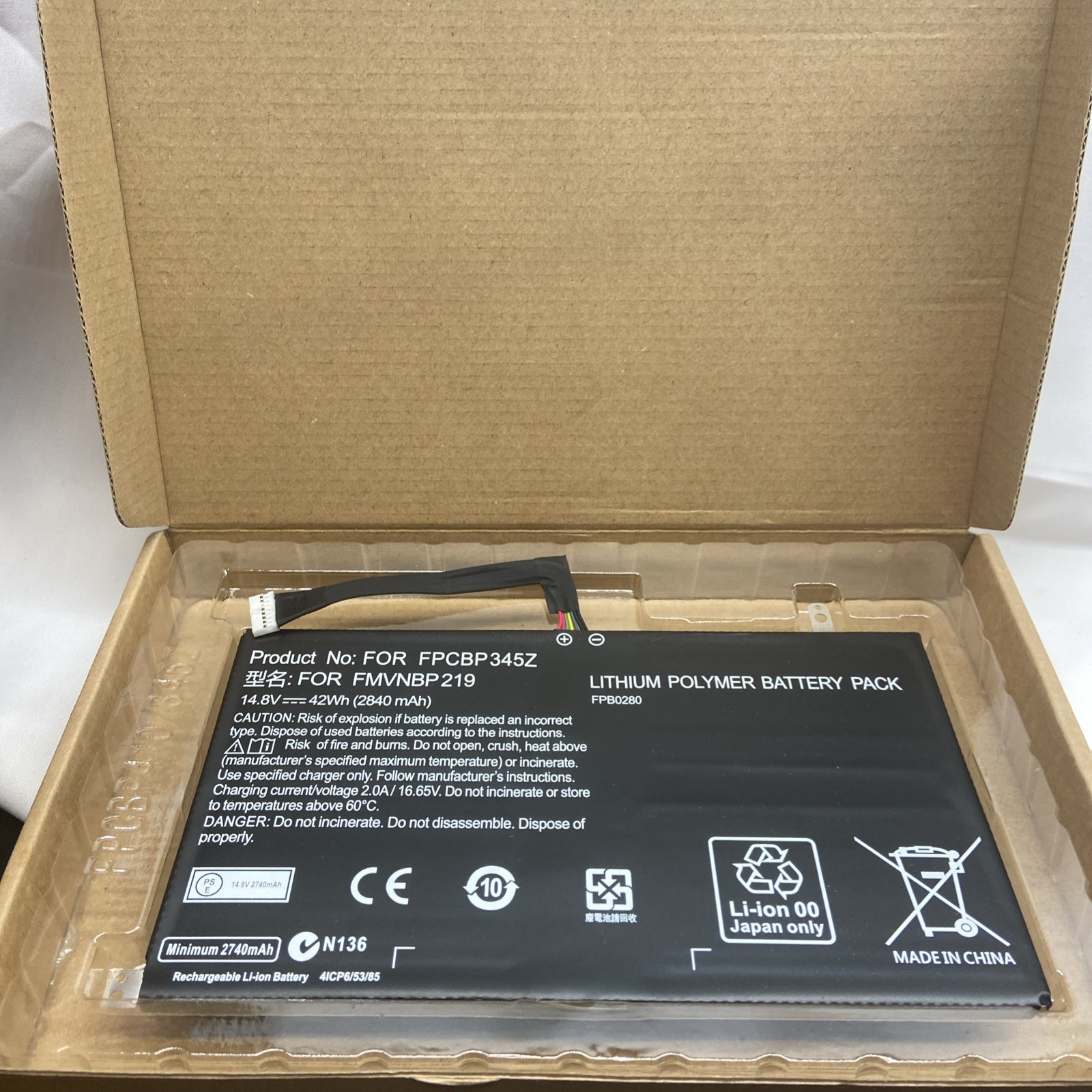 NEW 42Wh Laptop FPCBP345Z Battery FMVNBP219 FPB0280 for Fujitsu LifeBook UH572