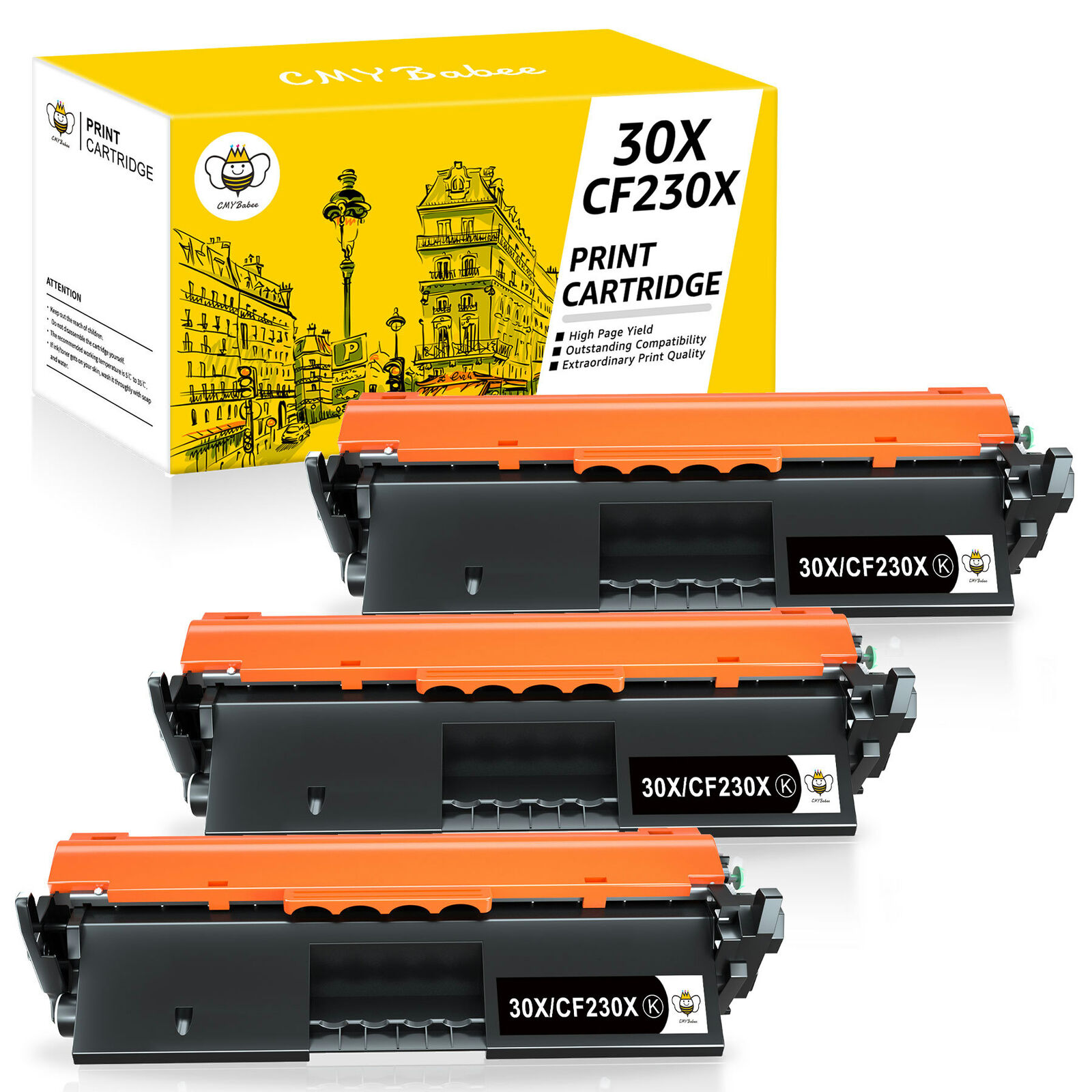 3x CF230X 30X BLACK Toner Cartridge Compatible for HP LaserJet ProMFP M227sdn 