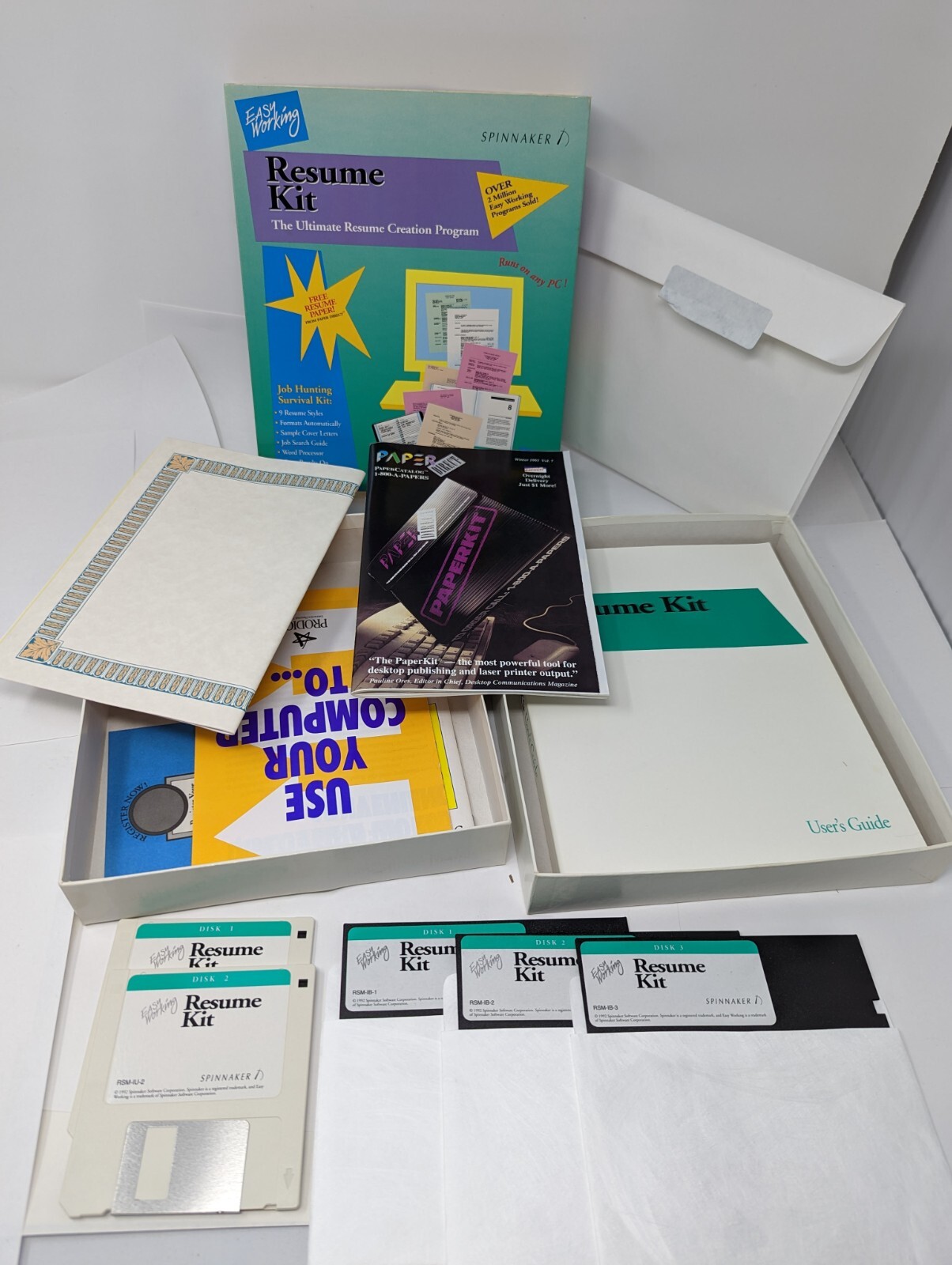 1992 Spinnaker Resume Kit IBM 5.25 and 3.5 with User Guide