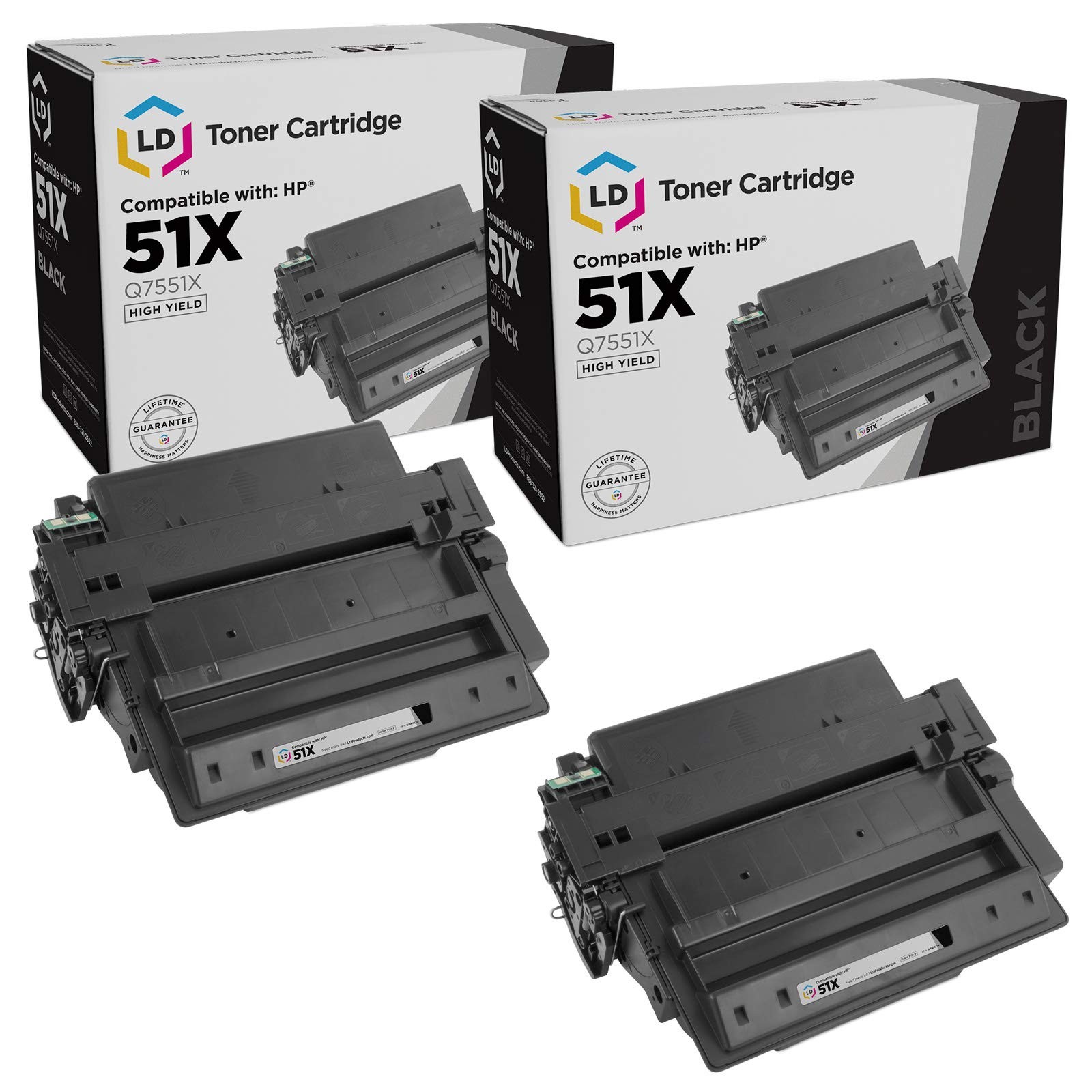 LD Replacement for 51X Q7551X HY Black 2pk for HP M3027 M3027x M3035xs M3027