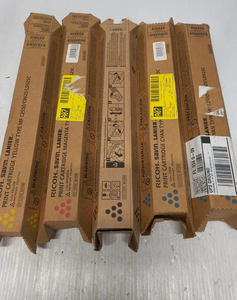 Ricoh Savin Lanier Print Cartridge C2550 Lot 5 ( Yellow, Magenta, Black, 2 Cyan)