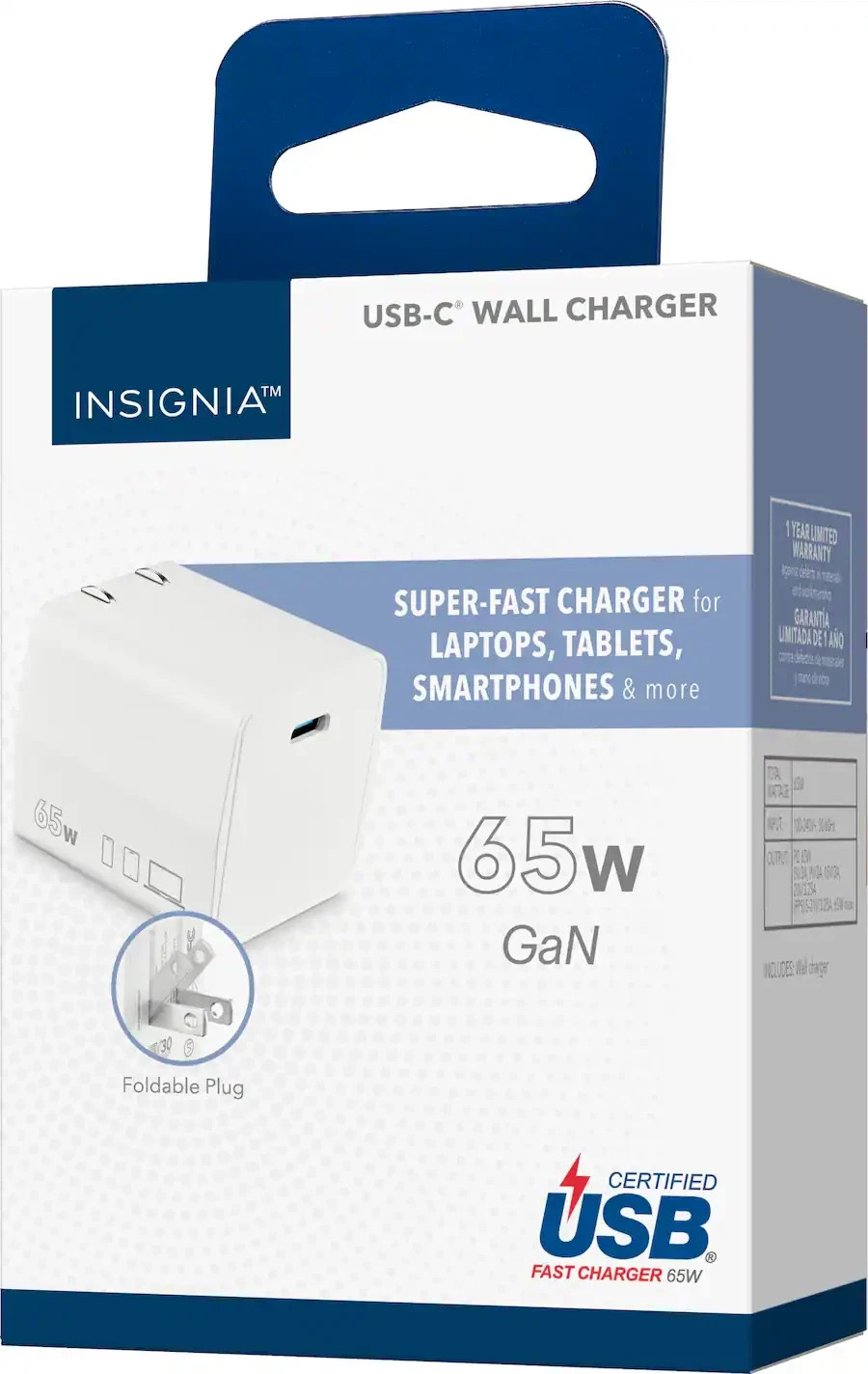 Insignia 65W USB-C Wall Charger MacBook Pro iPad Tablets Phones Laptops - SEALED