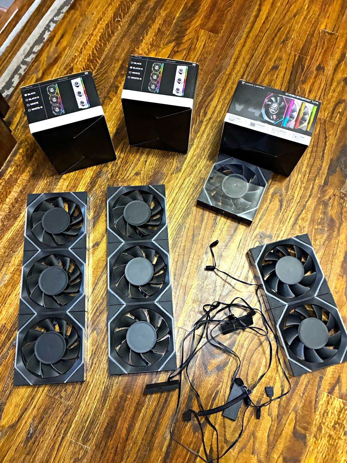 Jungle Leopard Interstellar V4 120mm Case Fans 9 in total, 6 reverse 3 forward