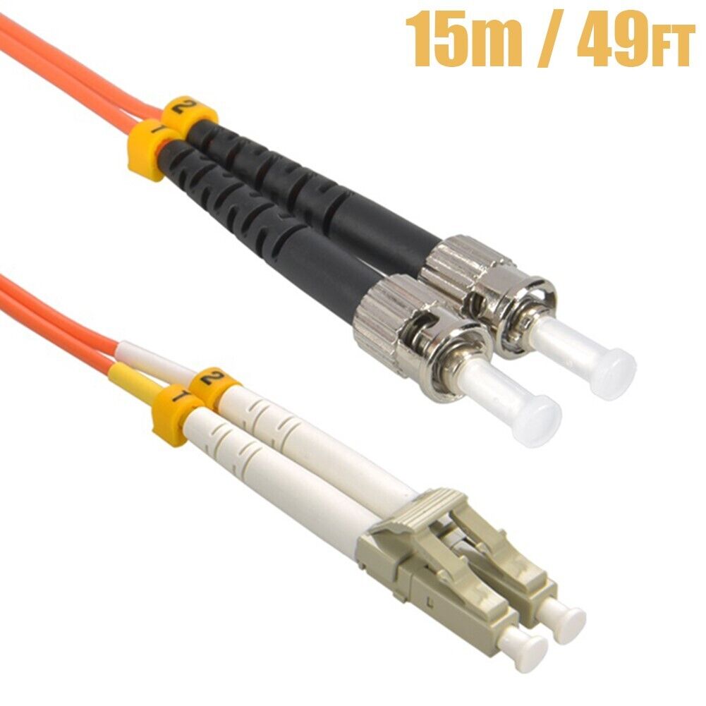 15M 49FT LC to ST Duplex Multi Mode 50/125 Fiber Optic Optical Patch Cable Cord