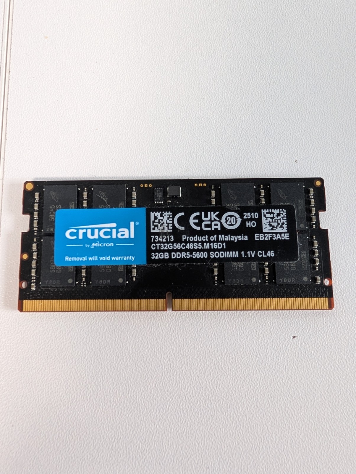 Crucial 32GB 1x32GB DDR5 5600 CL46 262-Pin SO-DIMM Laptop Memory