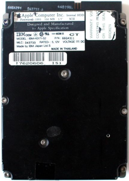 Hdd scsi 50 pin, 160mb, ibm-h3171-s2, 3.5 inch, apple, 66g4311, mlc:d43733, tha