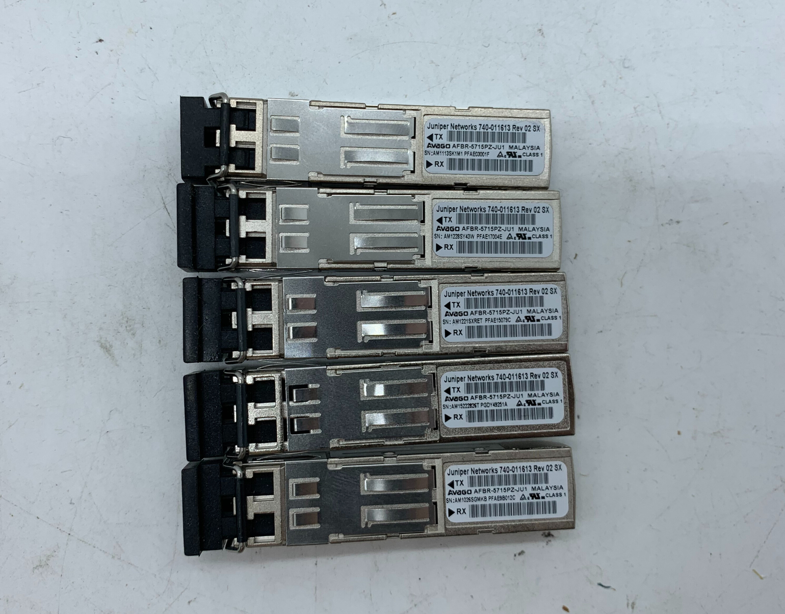 LOT OF 5 Juniper Networks 740-11613 REV 02 SX Transceiver Modules 
