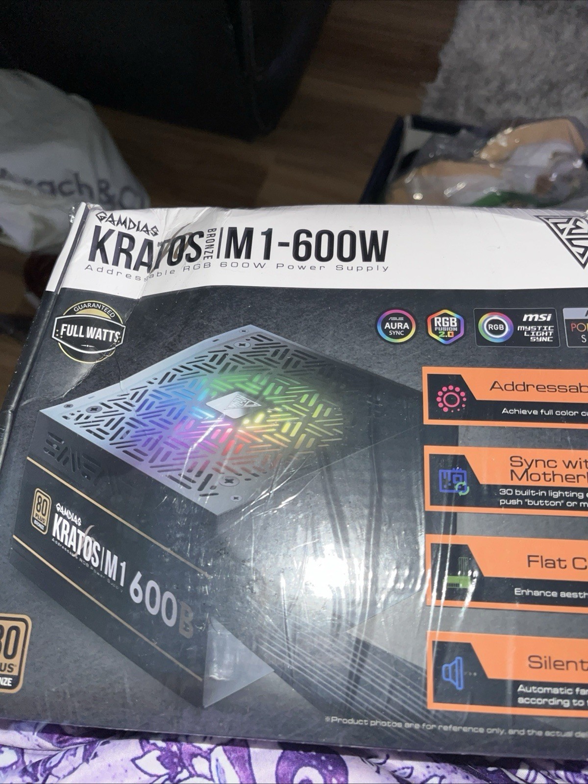 Gamdias Kratos Bronze M1-600W Addressable RGB 600w Power Supply . Box has dent