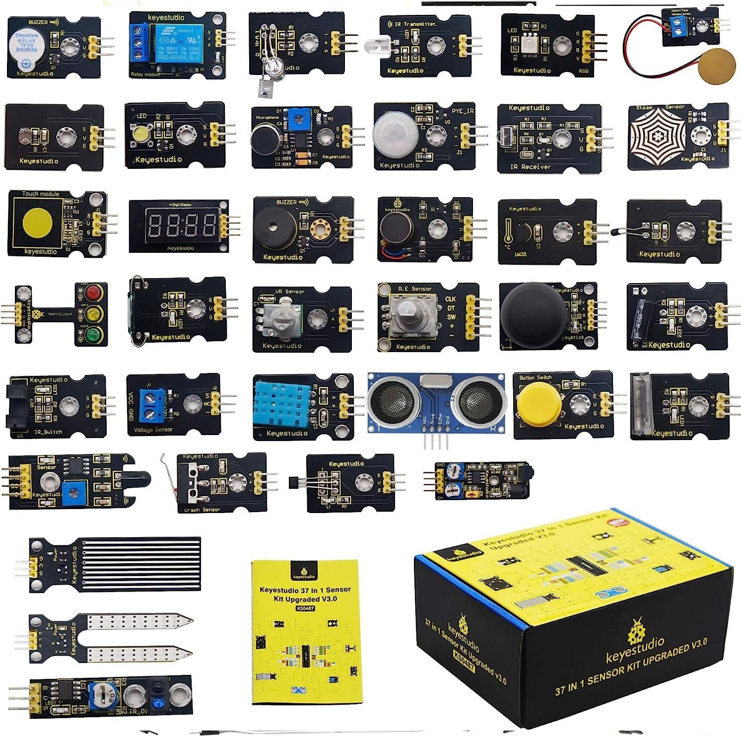 KEYESTUDIO 37 in 1 Sensor Kit 37 Sensors Modules Starter for Arduino...