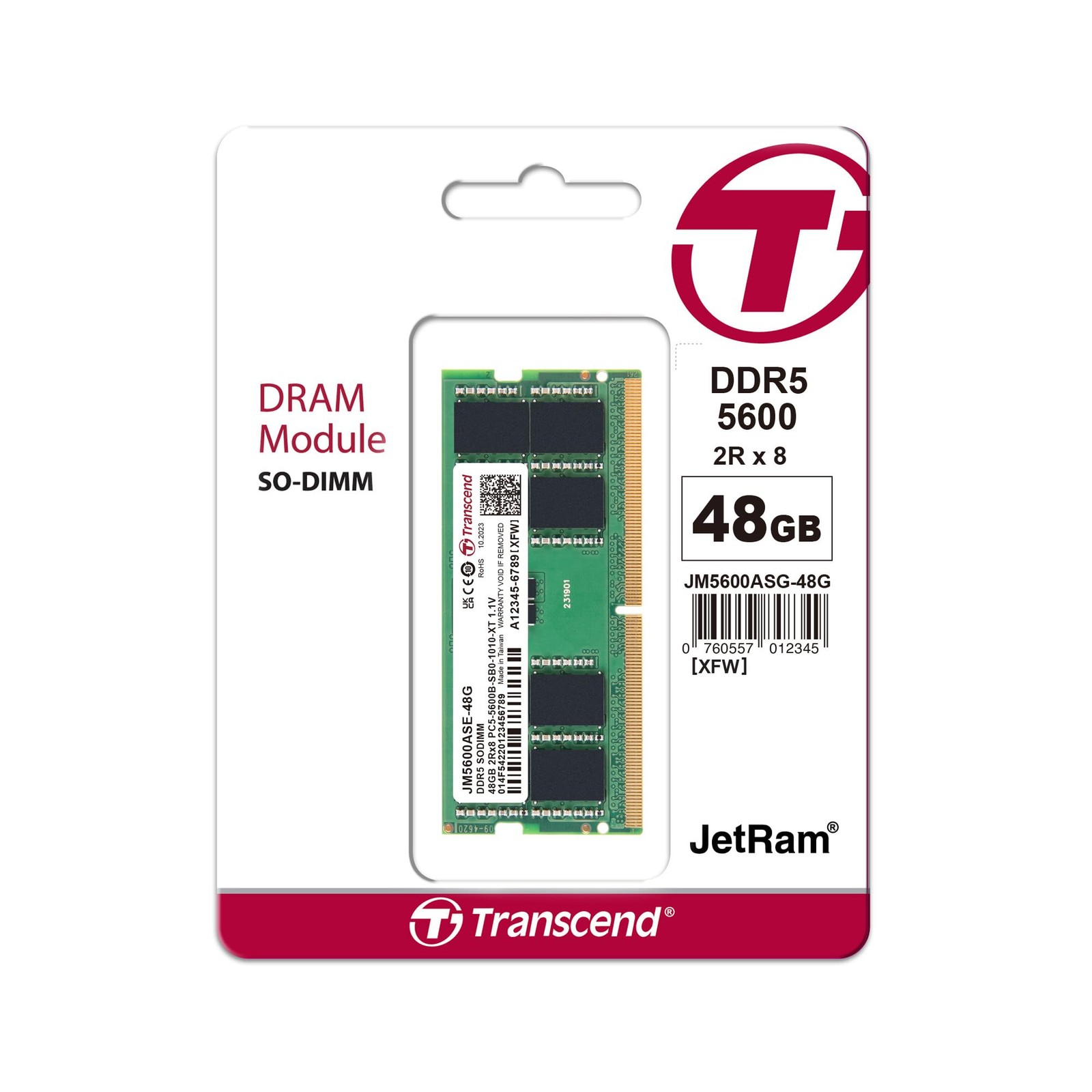 Transcend JM5600ASE48G 48GB DDR5 5600MHz SO-DIMM Laptop Memory