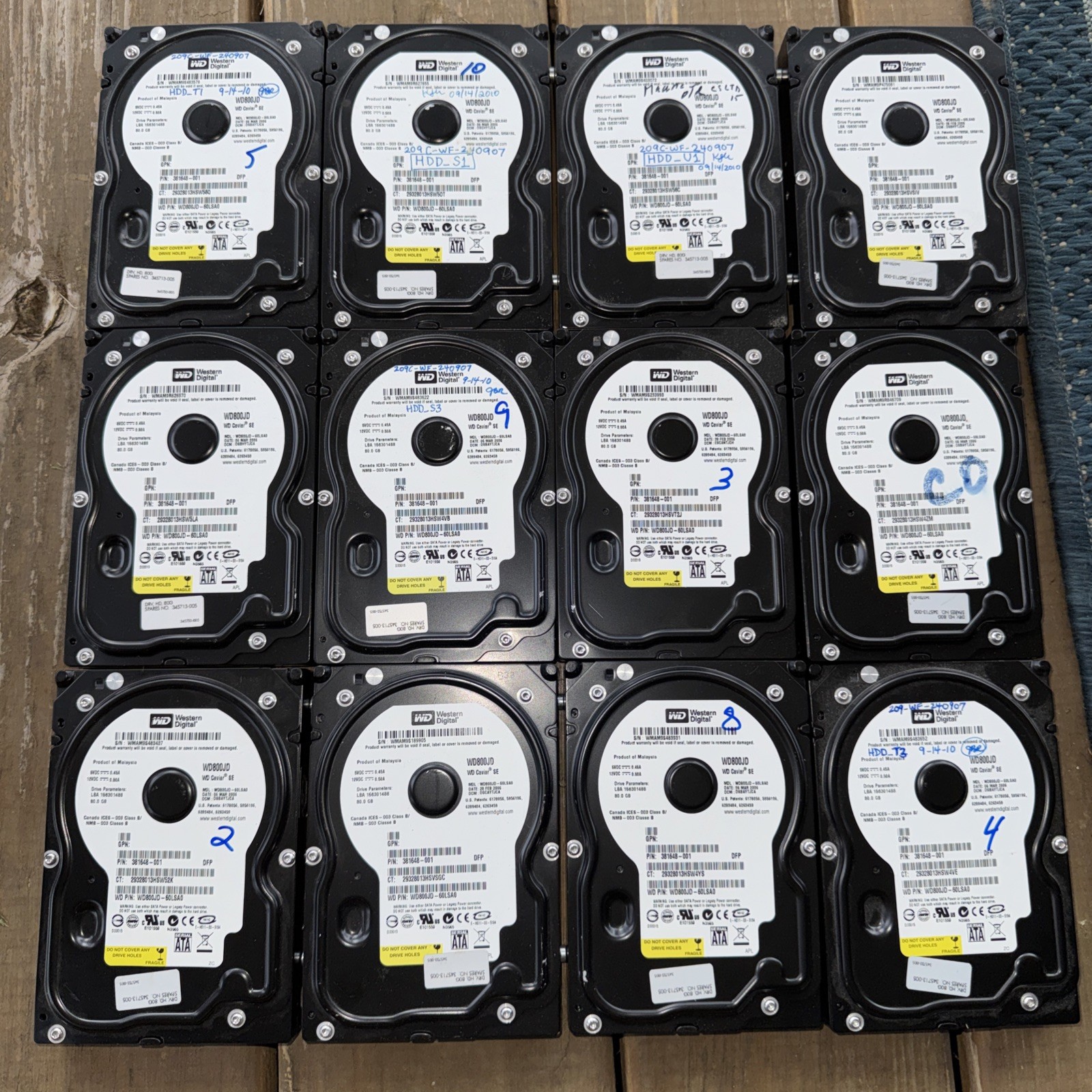LOT OF  12 Western Digital WD800JD 60LSA0 80GB 3.5" Internal Hard Drive