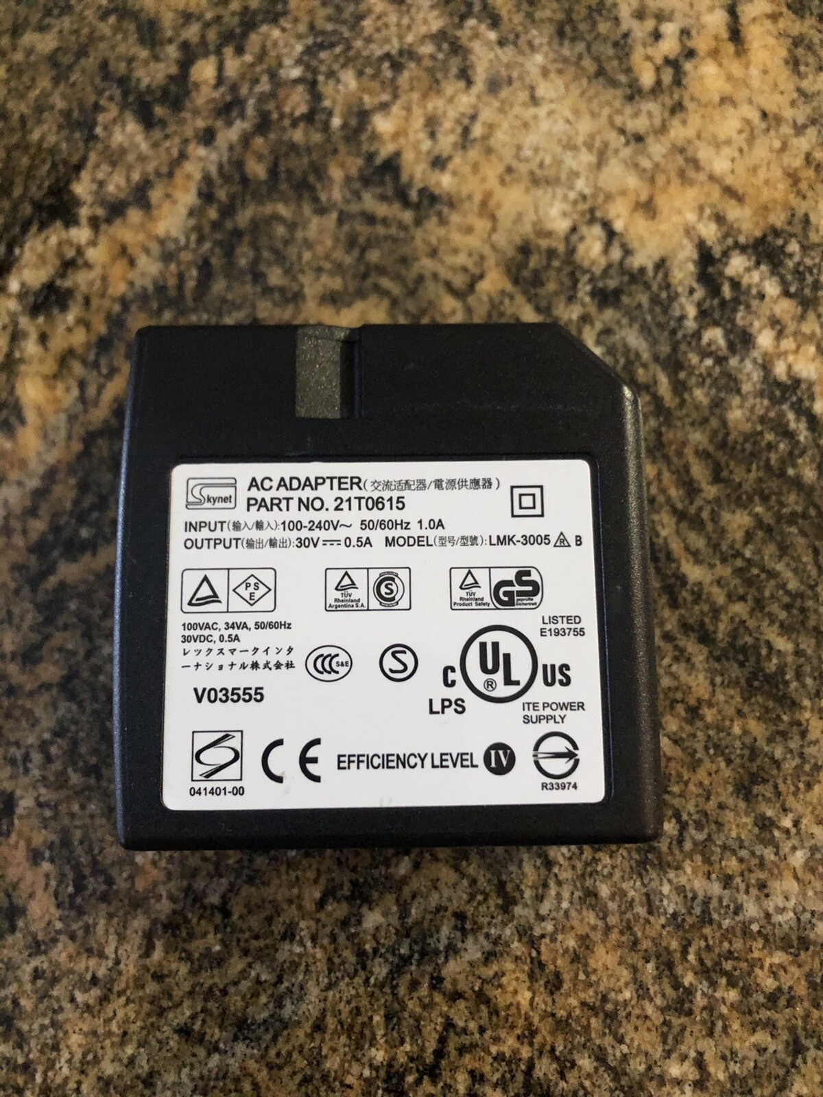 OEM Skynet AC Power Adapter Part No. 21T0615 Model LMK-3005 30V