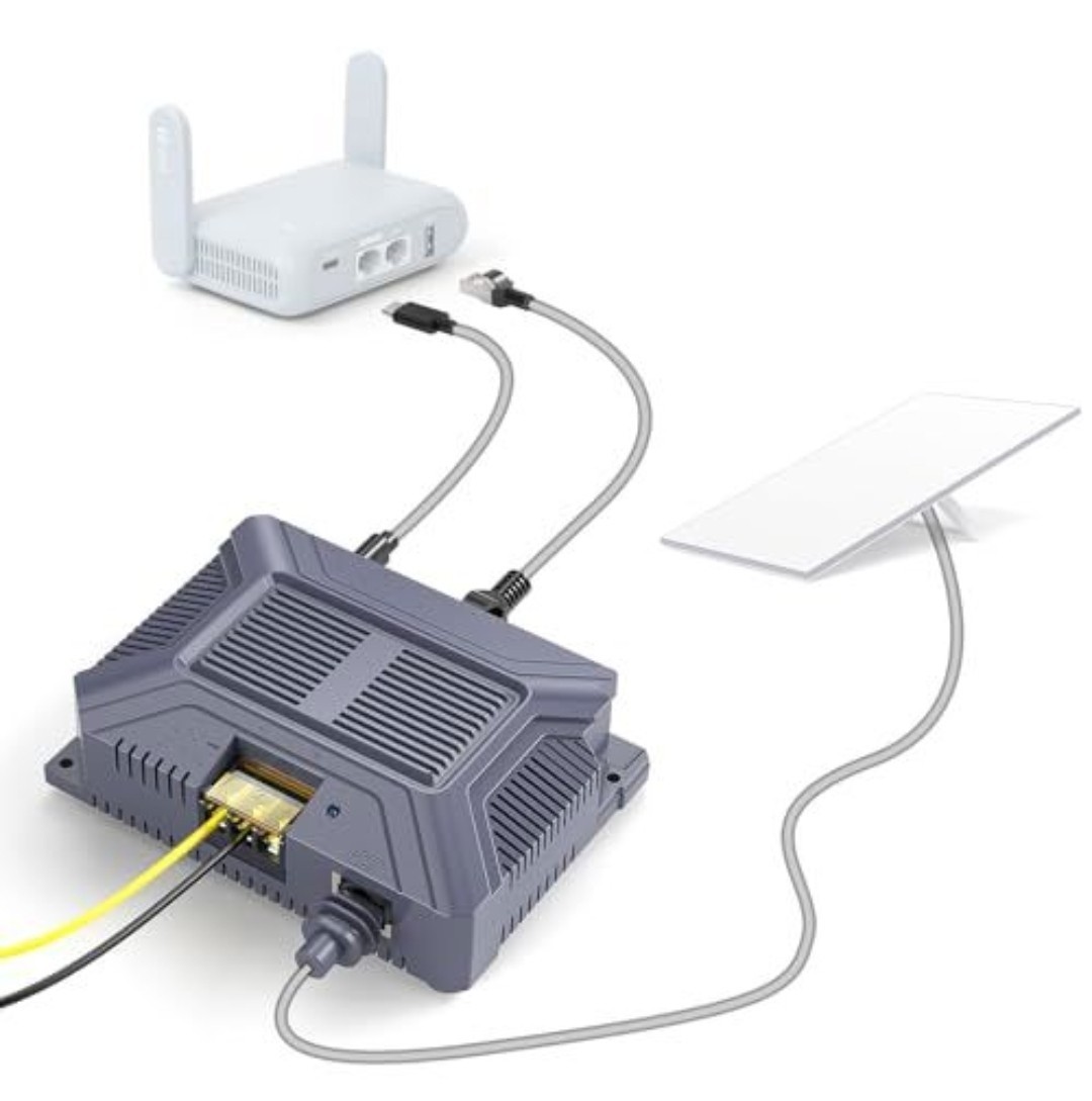 XLTTYWL 200W 5-in-1 GigE PoE Injector for Starlink Gen 3/4/4X USB Type-C Gray