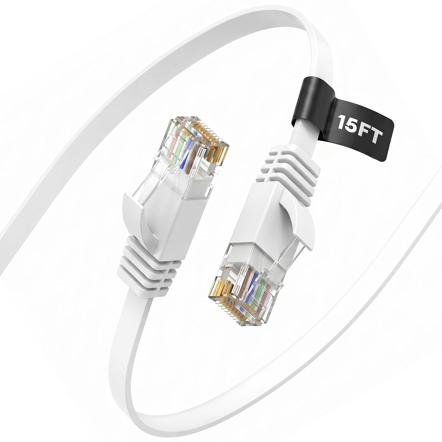 Flat Cat 6 Ethernet Cable 15 FT, 10Gbps Cat6 LAN Cable