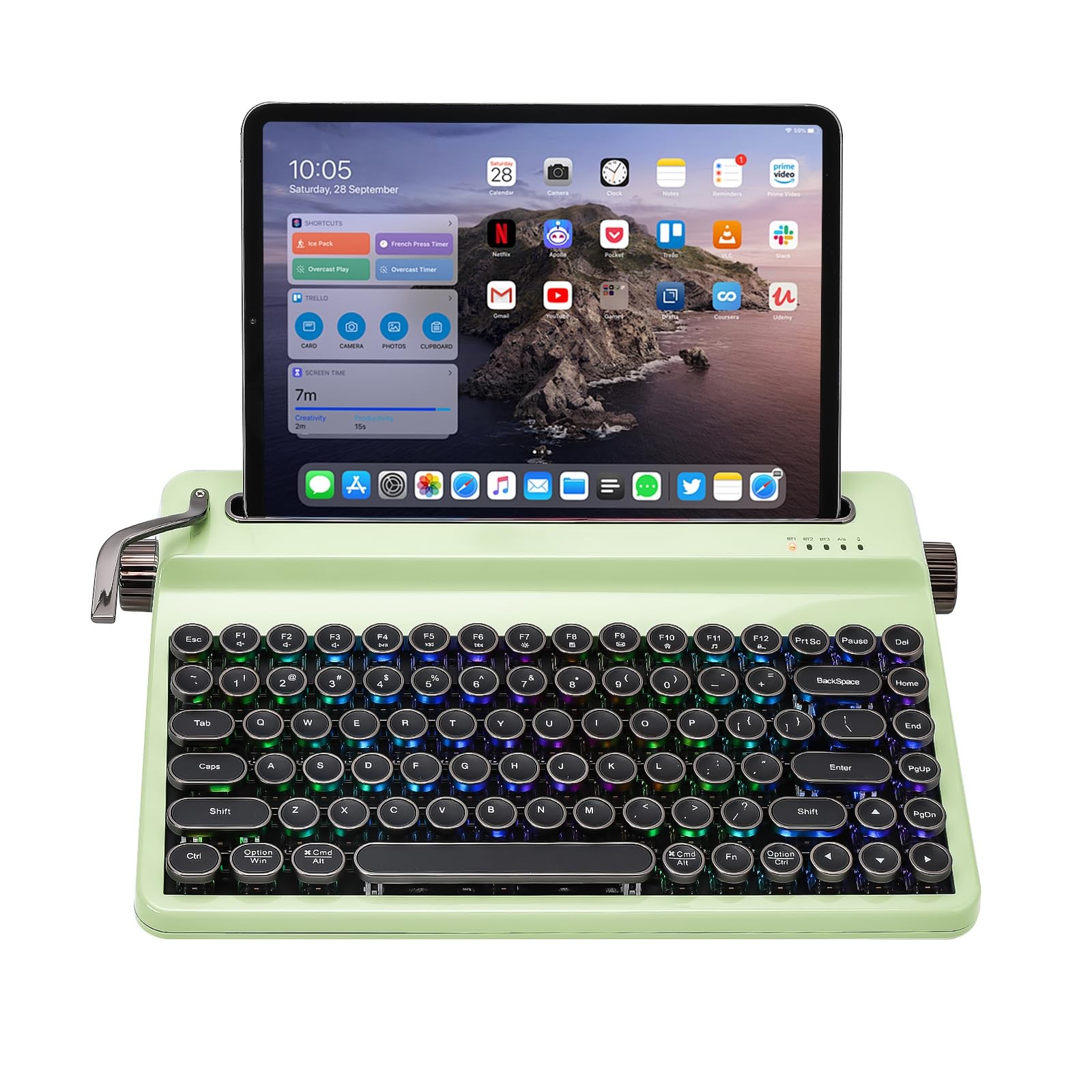 YUNZII QL75 Retro Typewriter Hot Swap RGB Keyboard (Green, Cocoa V2)