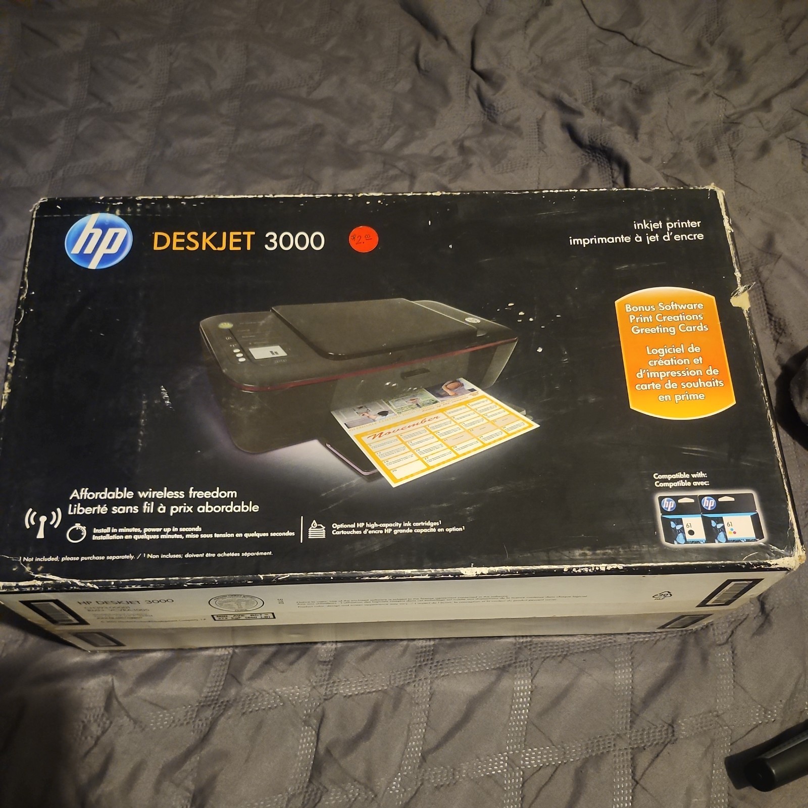 HP DeskJet 3000 Standard Wireless Inkjet Printer J310A NEW In Box Complete