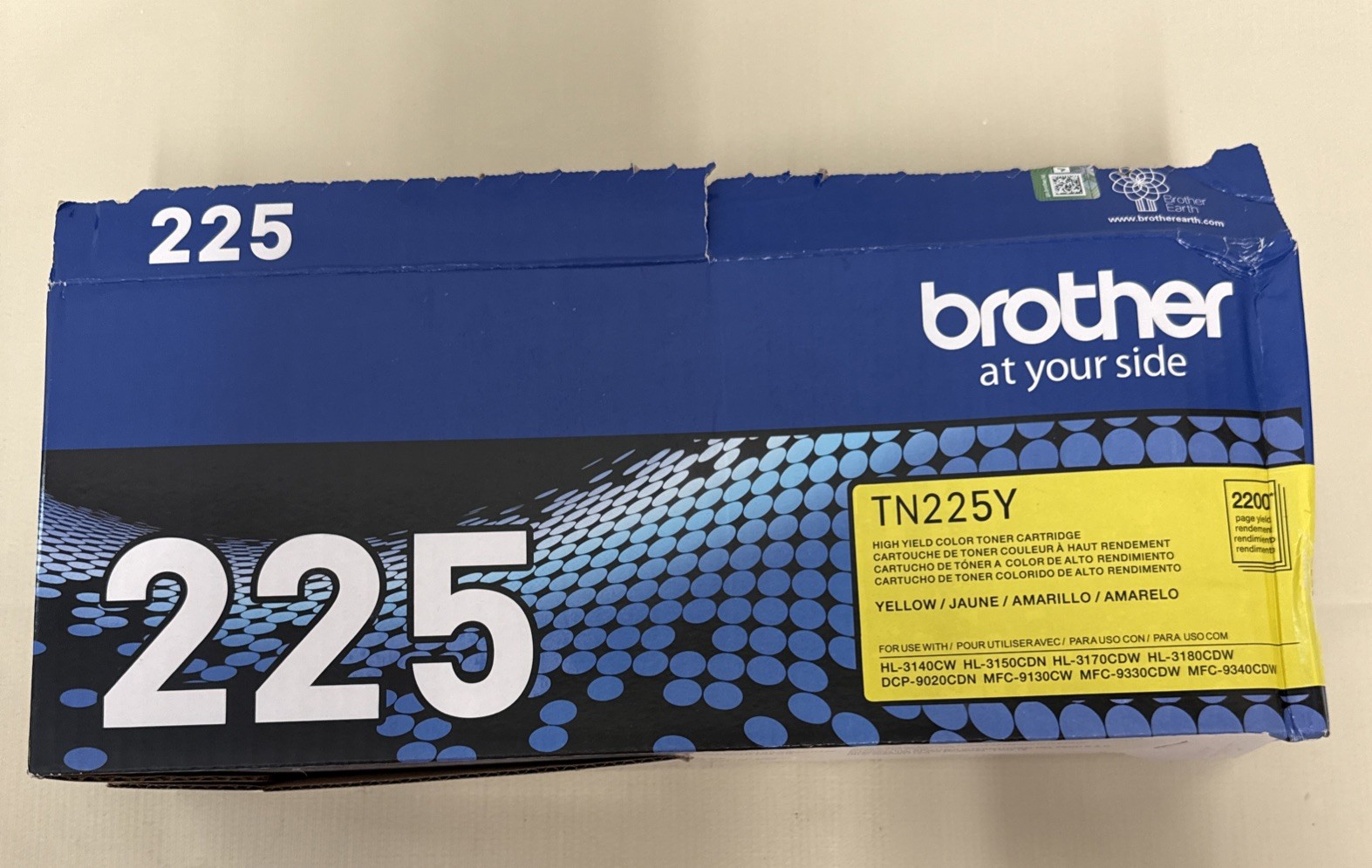 Genuine Brother TN-225Y  Yellow High Yield Toner Cartridge