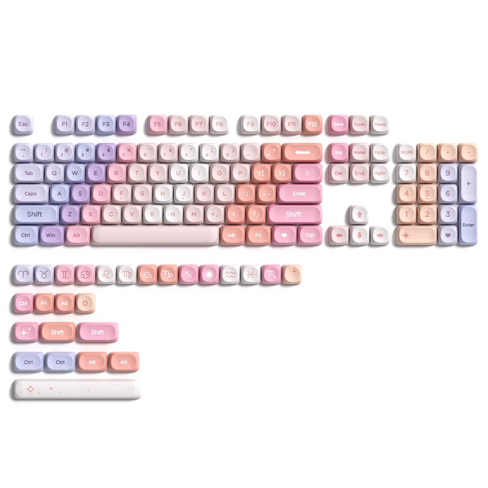 PBT Keyboard Keycaps 126 Keys MOA Profile Cute Keycap Custom 60 65 75 100 Per...