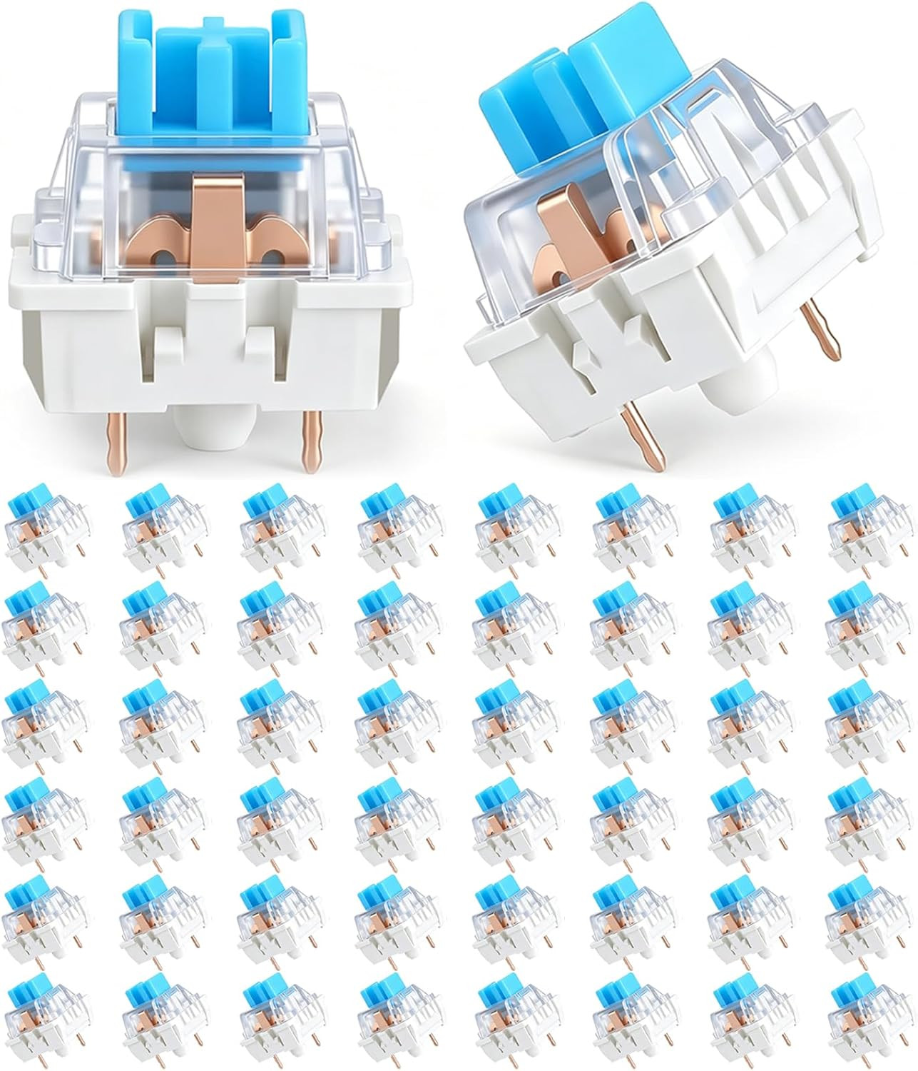 Keyboard Clickers for 3D Prints, 50PCS Keyboard Switches, 3-Pin Blue Keyboard Cl