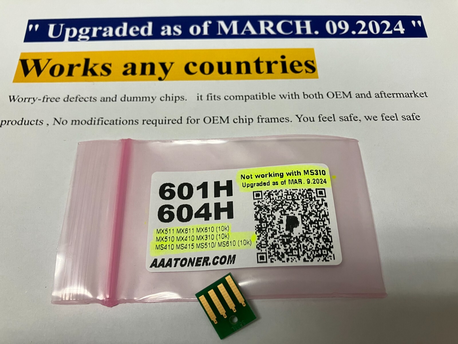 601H, 604H Toner Chip for Lexmark MX511 MX611 MX610 MX510 MX410 MX310 Refill