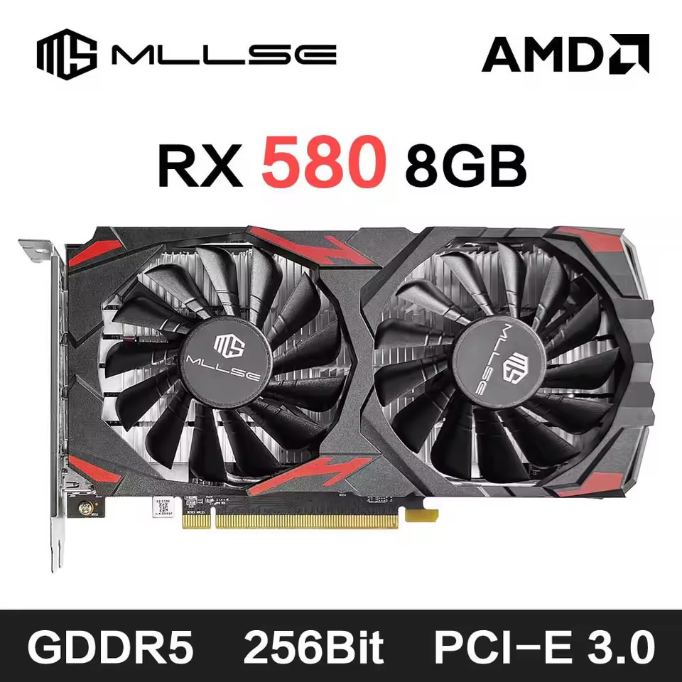 MLLSE AMD Radeon RX 580 8GB 2048SP Graphics Card GDDR5 256-bit PCI Ex-Black