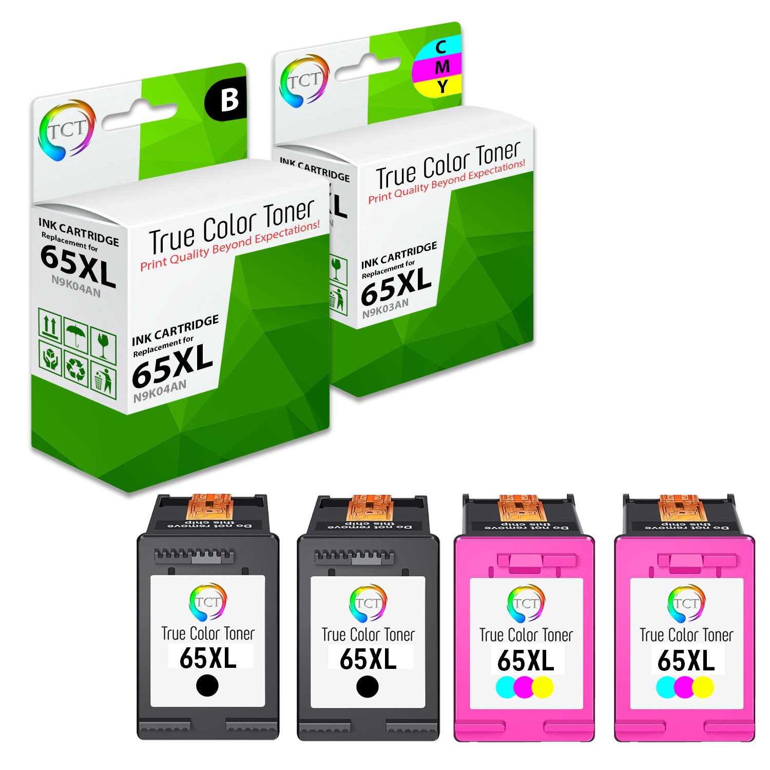 4Pk TCT Compatible For HP 65XL Combo HY DeskJet 3752 3755 3732 3730 3720 3758