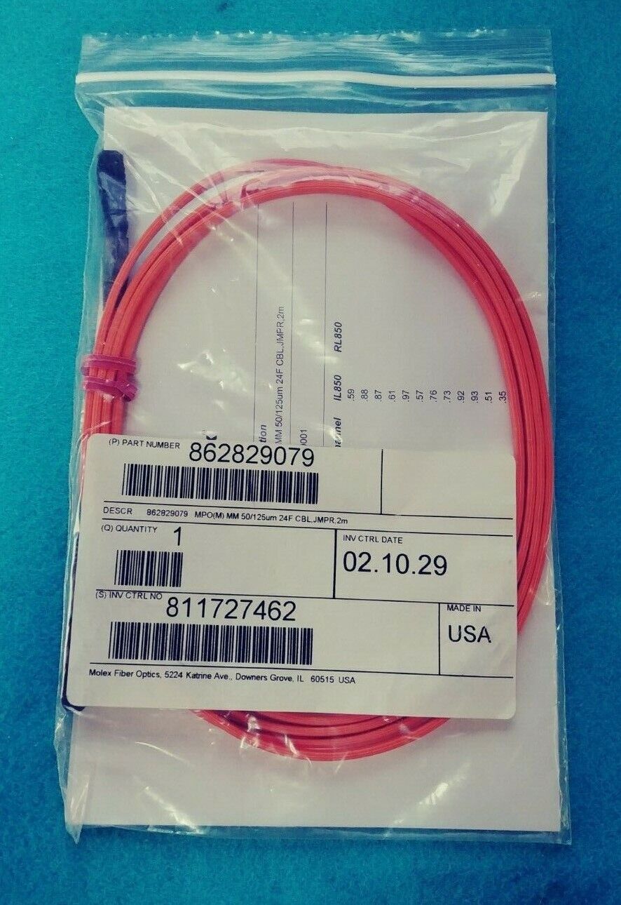 Molex Fiber Optics MPO(M) MM 50/125um 24F CBL,JMPR,2m 862829079 cable