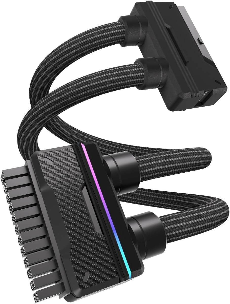 UNIFAS ARGB 24-Pin PSU Extension Cable, Unified Dual-Tube, Black |