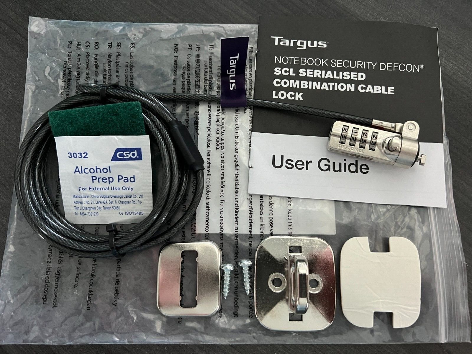 Targus PA410S-1 Notebook Security Defcon CL Serialized Combo Cable Lock Open Box