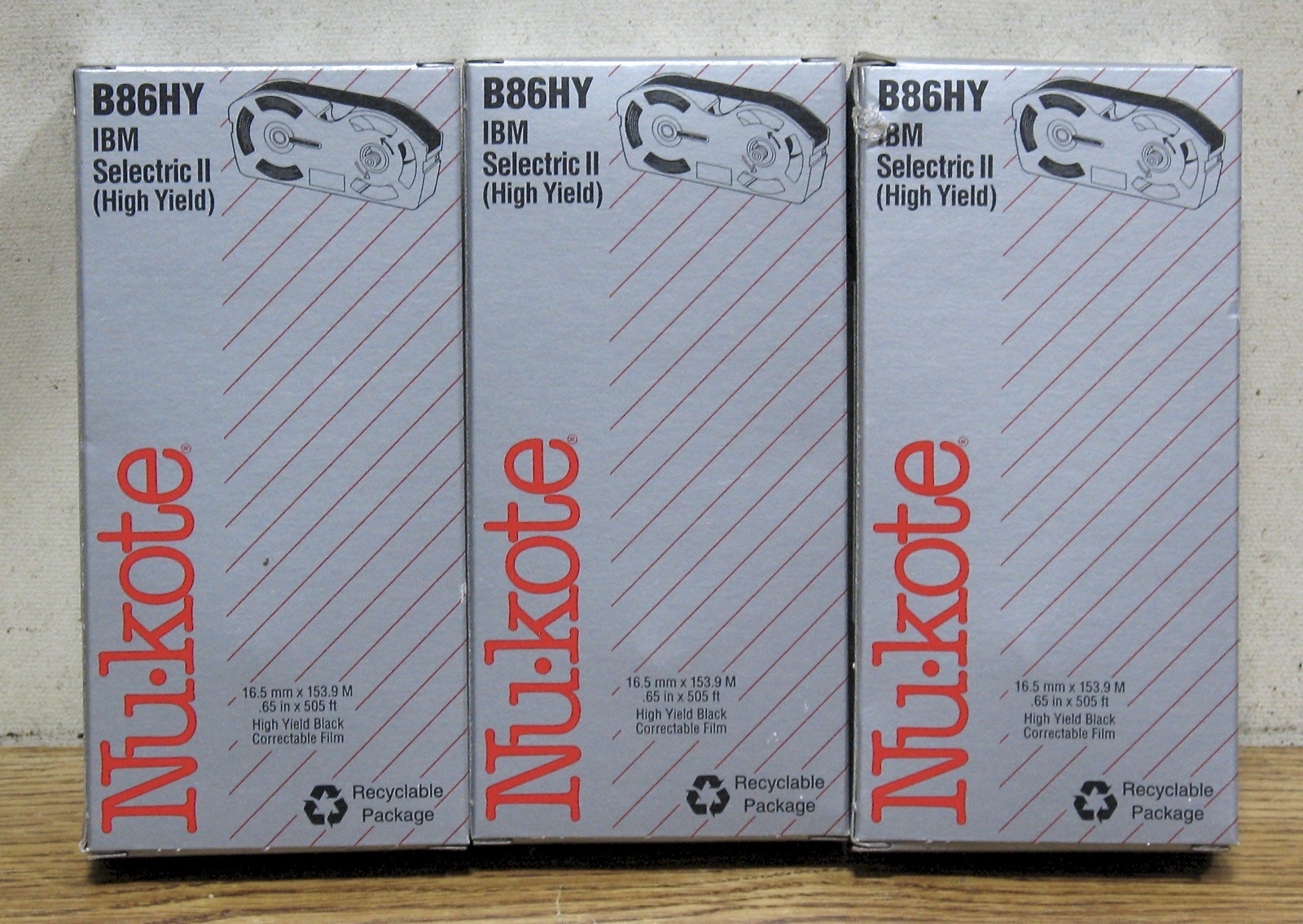Nu-kote High Yield Black Ribbon for IBM Selectric II- B86HY - NEW - Lot of 3