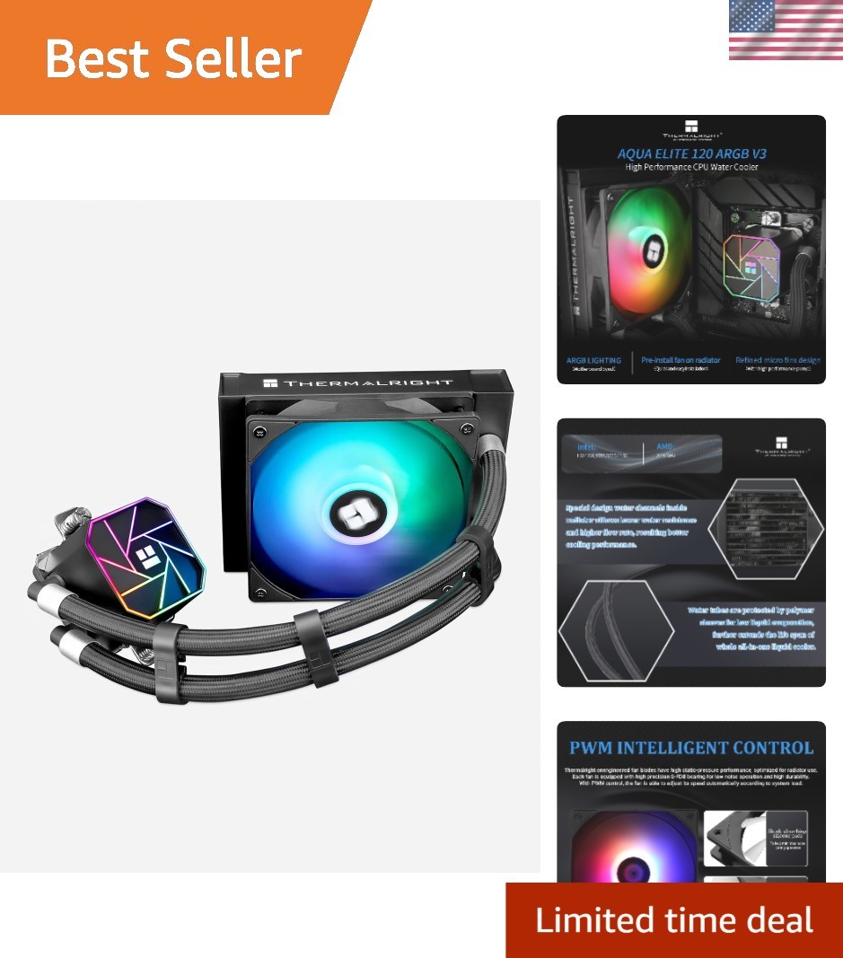 Aqua Elite 120 V3 120mm Liquid Cooler - Ultra-Quiet Operation with Stunning ARGB