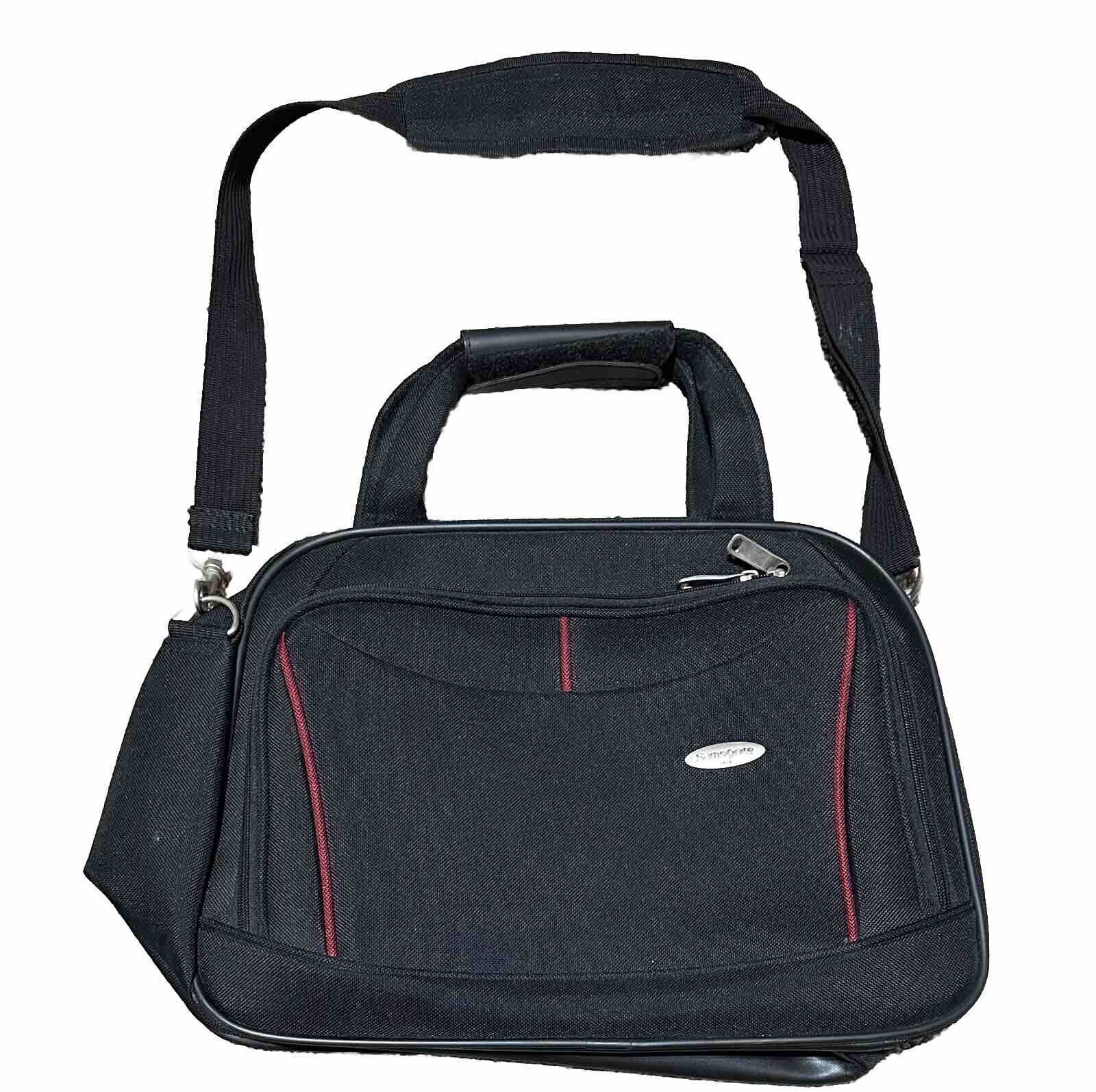 Samsonite Laptop Messenger Bag Carry On Black Red 16x12x5 Briefcase 