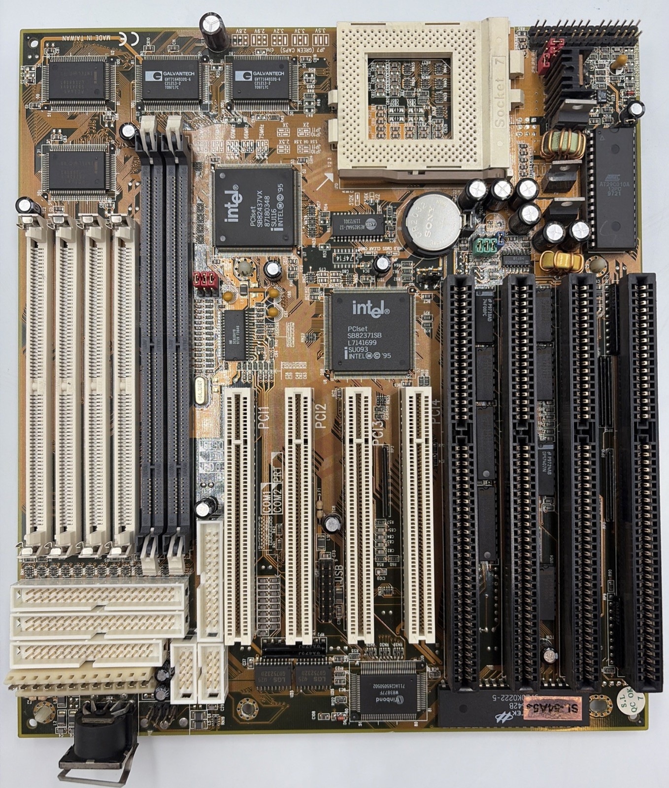 Super Socket 7 AT Soltek SL-54A5-s Motherboard DOS SIMM & DIMM Slots Works Rare