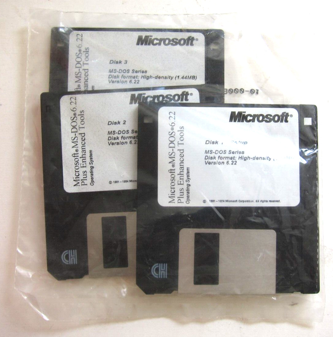 BRAND NEW MS-DOS 6.22 + ENHANCED TOOLS FULL VERSION Dos 6.2 6.0 SEALED DISKS