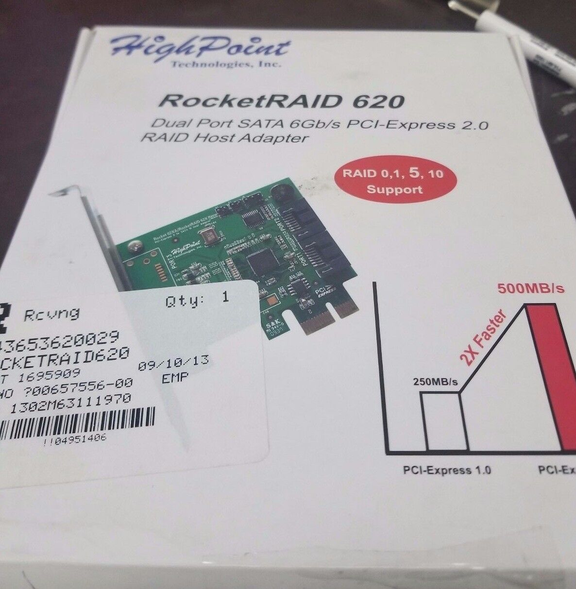 HighPoint RocketRAID RR620 2 Port PCIe 6Gb/s SATA RAID Controller Card