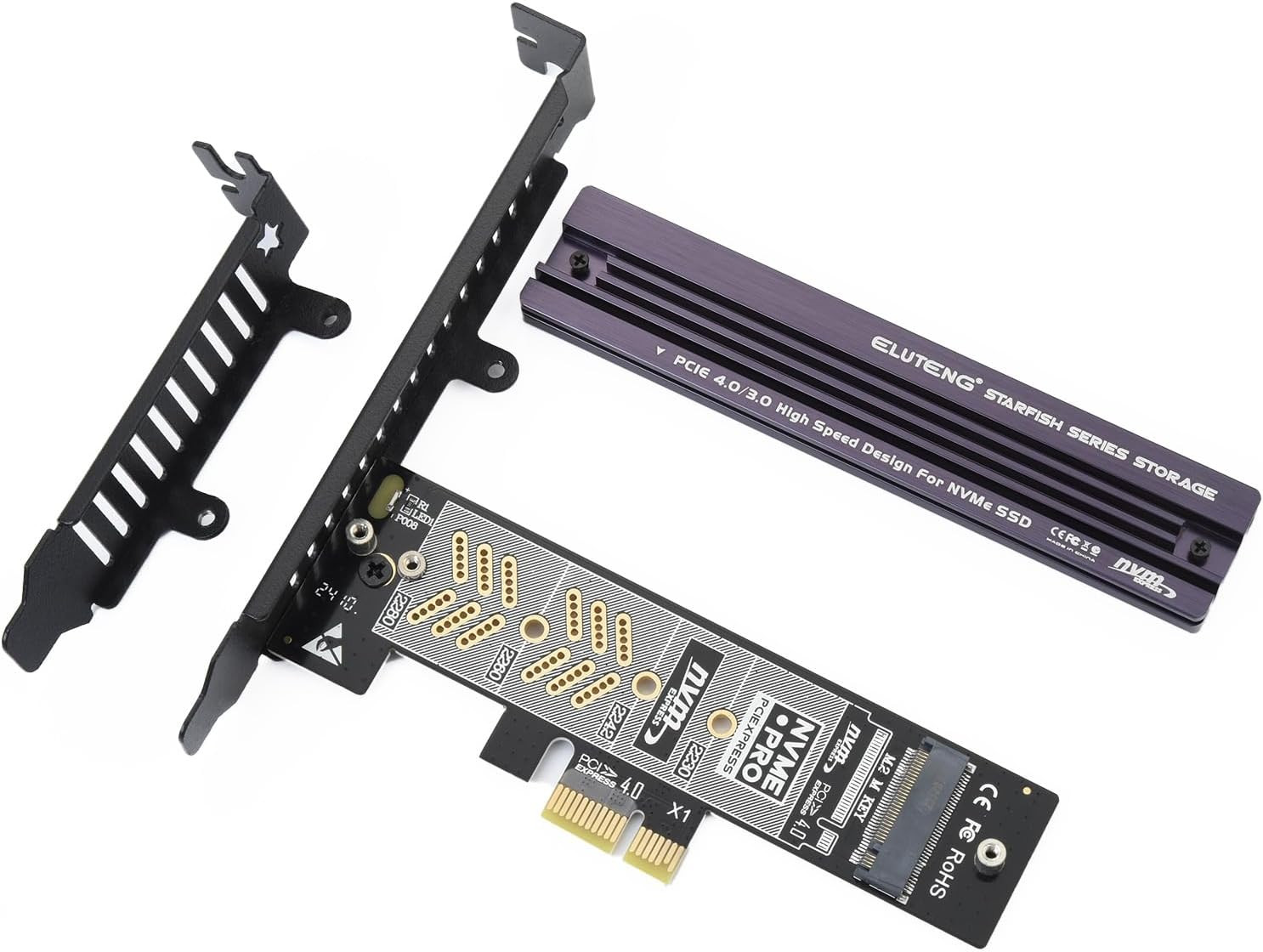 M.2 Nvme Pcie Adapter with Aluminum Heatsink Low Profile Bracket