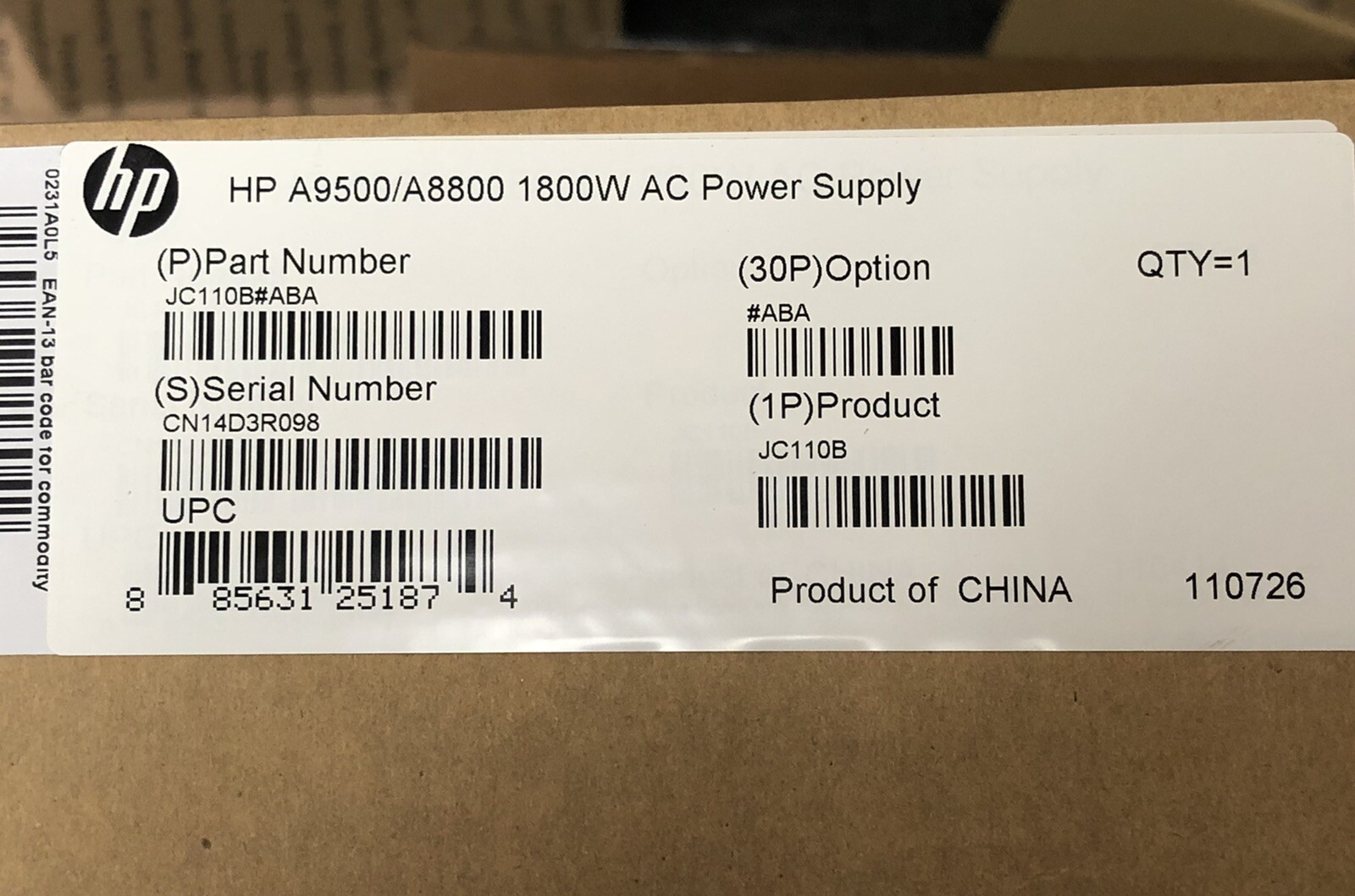 HP H3C A9500 Switch A8800 Router Series 1800W AC Power Supply S9500E 1.8kW PSU