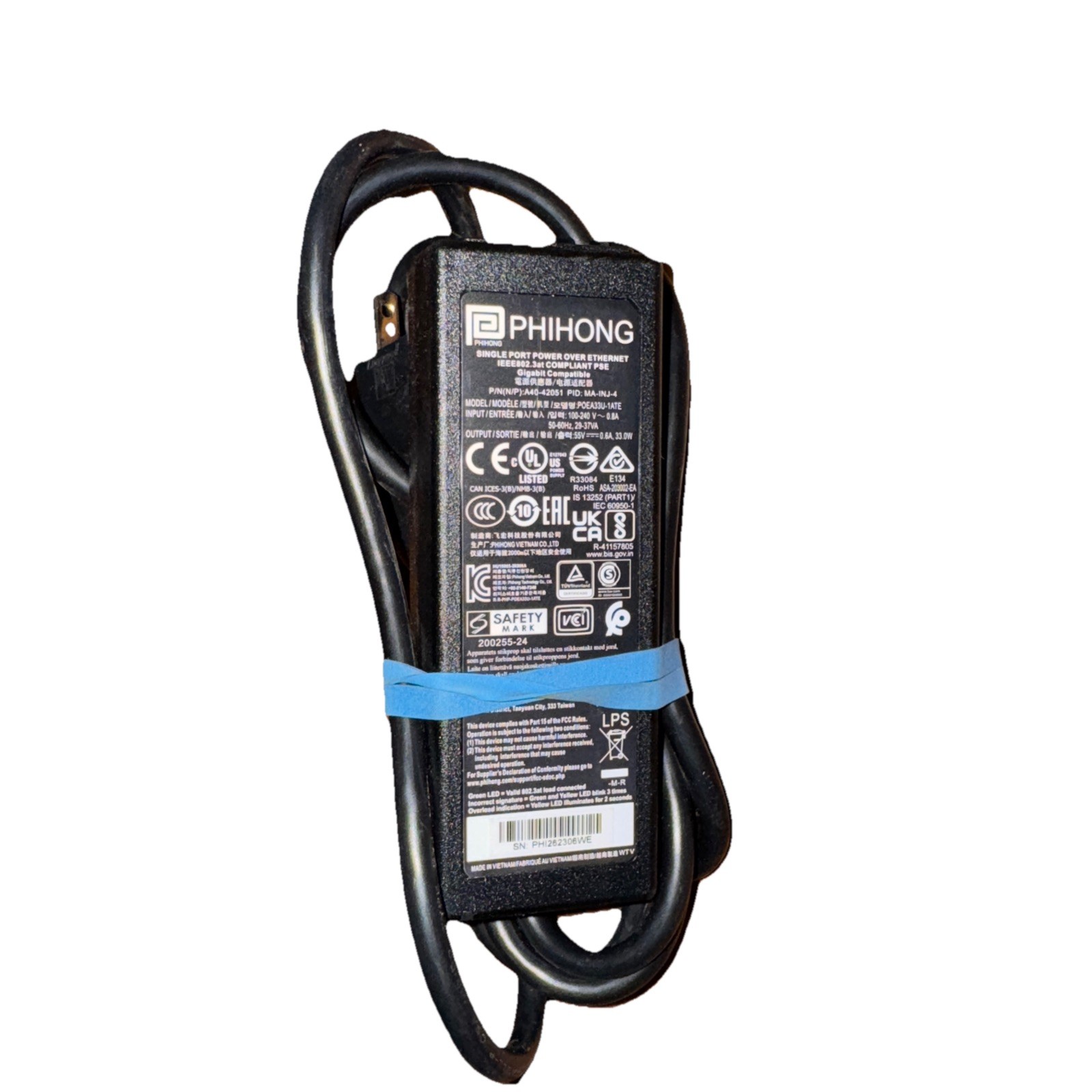 Phihong Single Port PoE Injector POE33U-1ATE A40-42051