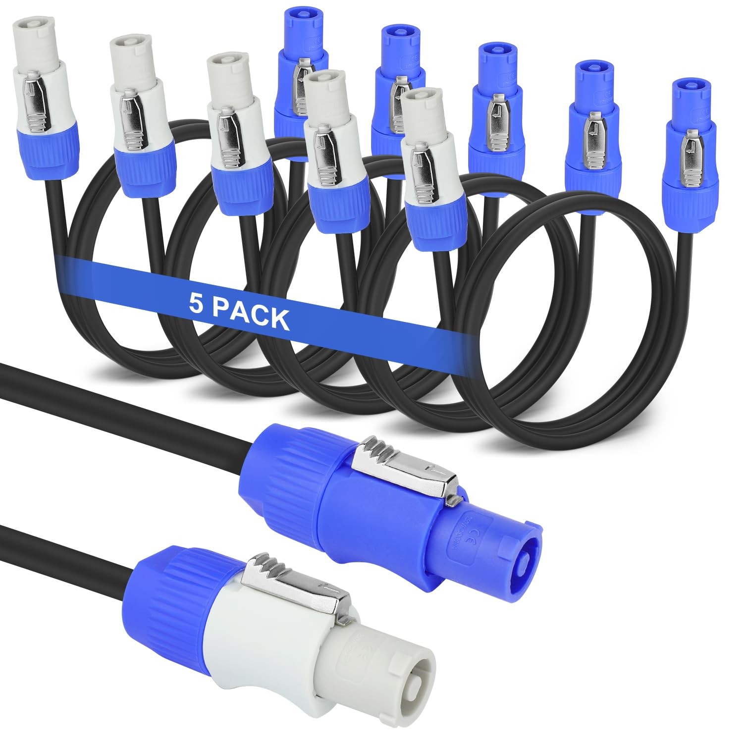 Aukuoy 5 Pack Stage Light PowerCON Cable, 3 Pin 16AWG AC PowerCon Connector C...
