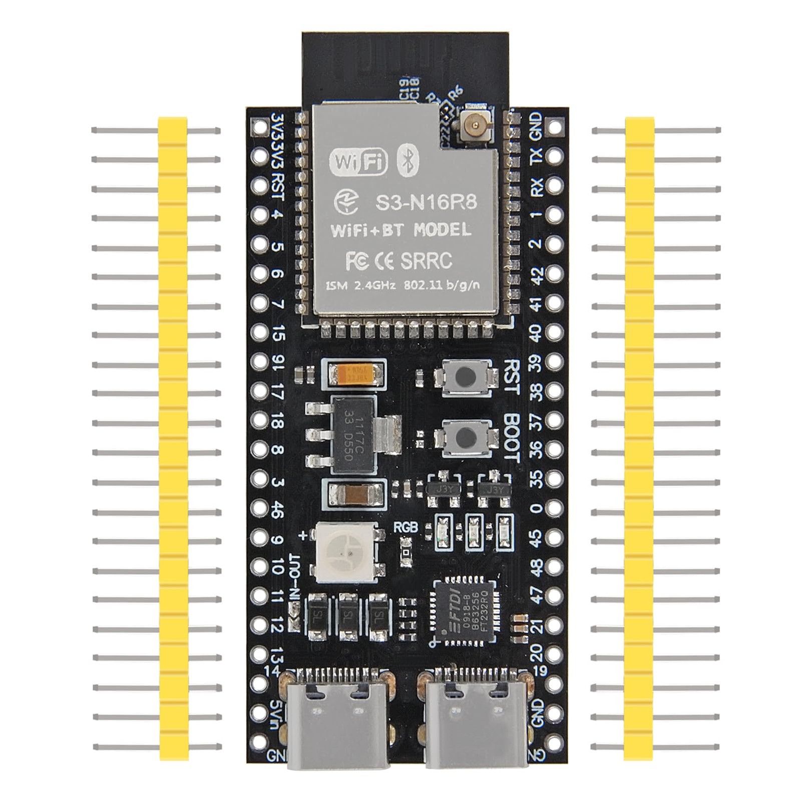 1PCS ESP32-S3 N16R8 ESP32 S3 Development Board 16MB Flash 8MB PSRAM Dual USB-...